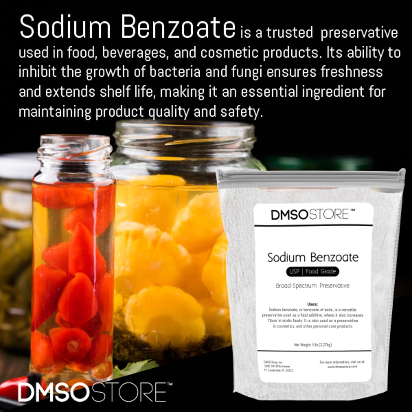 DMSOSTORE Sodium Benzoate Powder, 480 Ounces