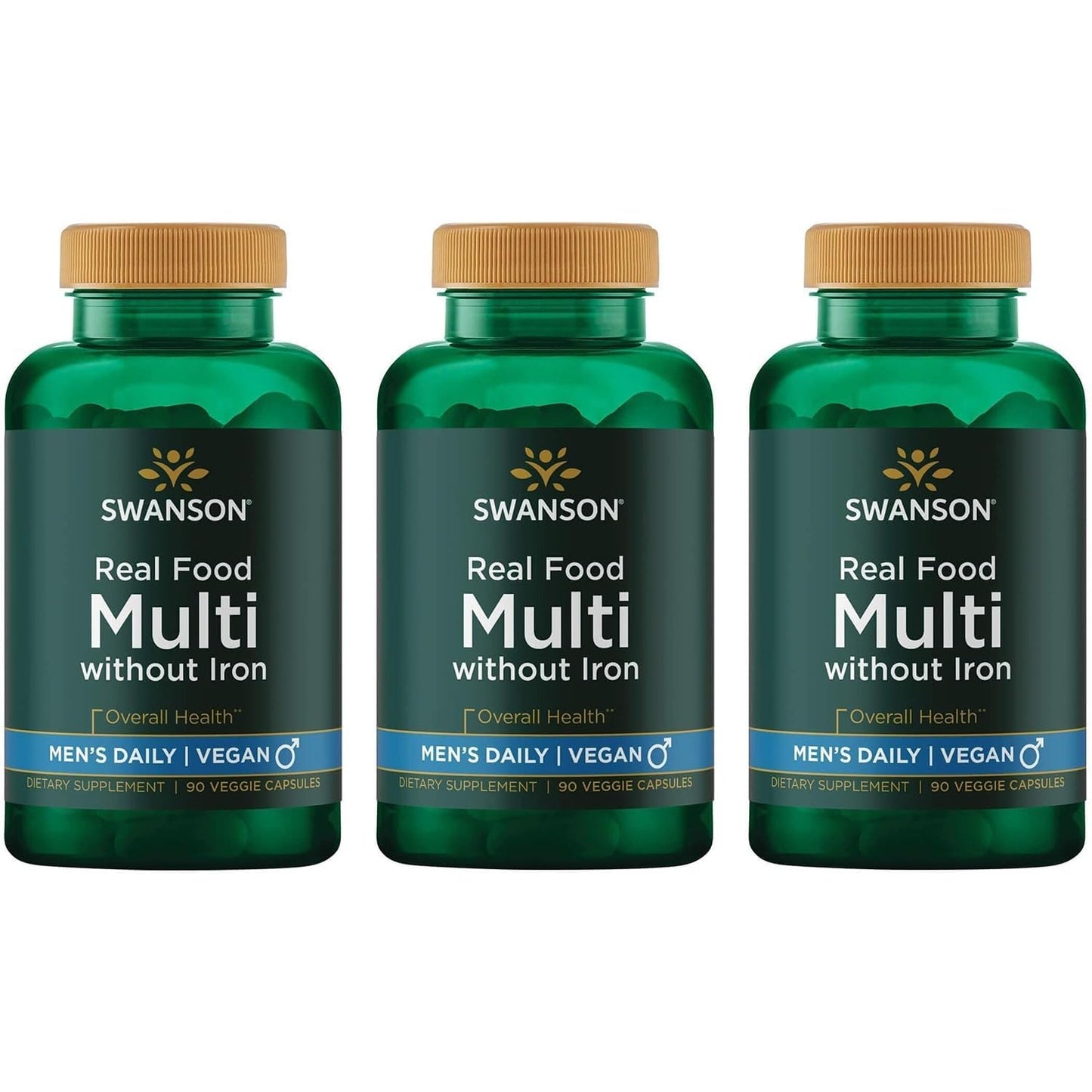 Swanson Real Food Multi Men's Multivitamin Multimineral Men's Health Prostate Stress Response Bladder Support Supplement Capsules 270 Count
