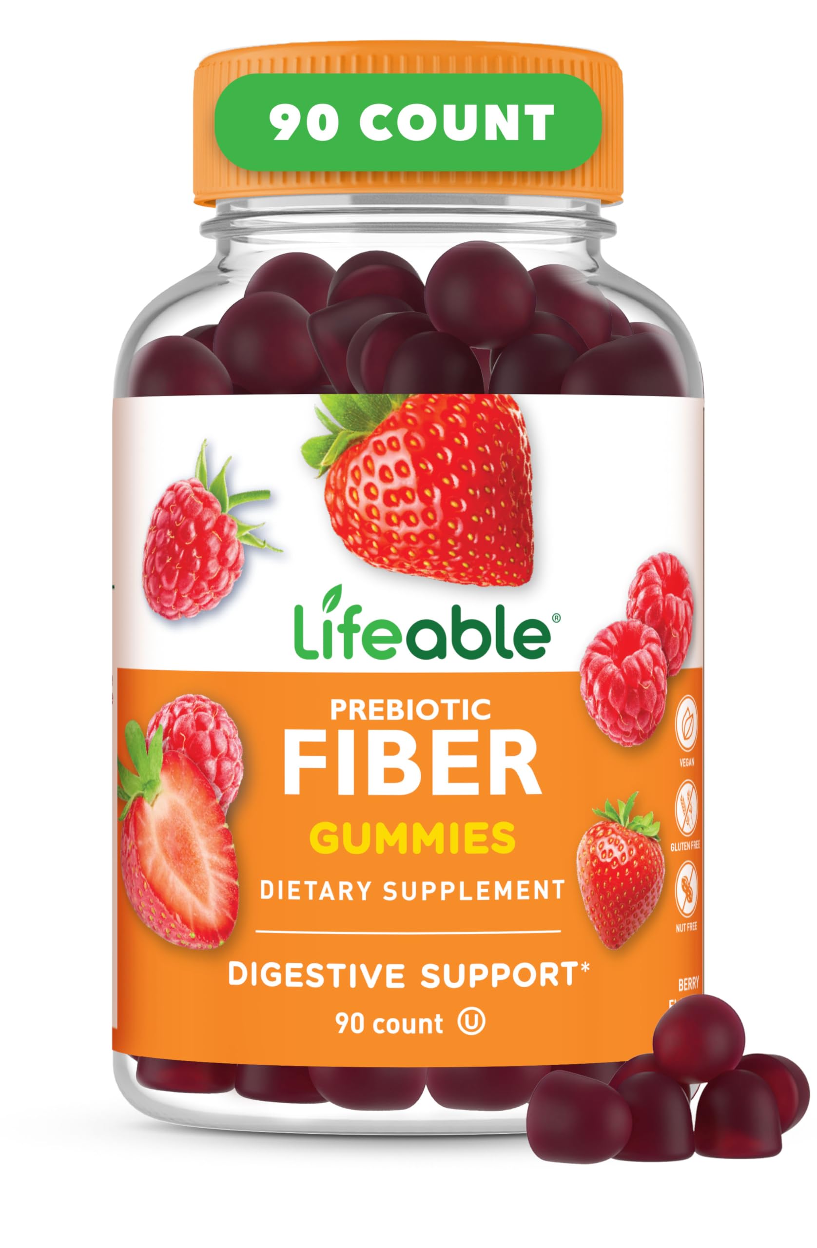 Lifeable Prebiotic Fiber Gummies for Adults 90 Gummies