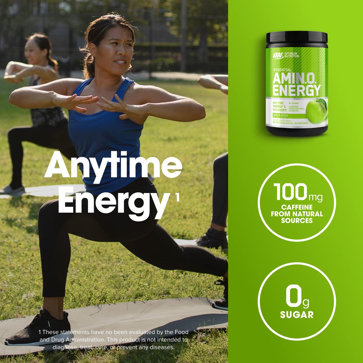 Optimum Nutrition Amino Energy Powder Green Apple 9.5 oz