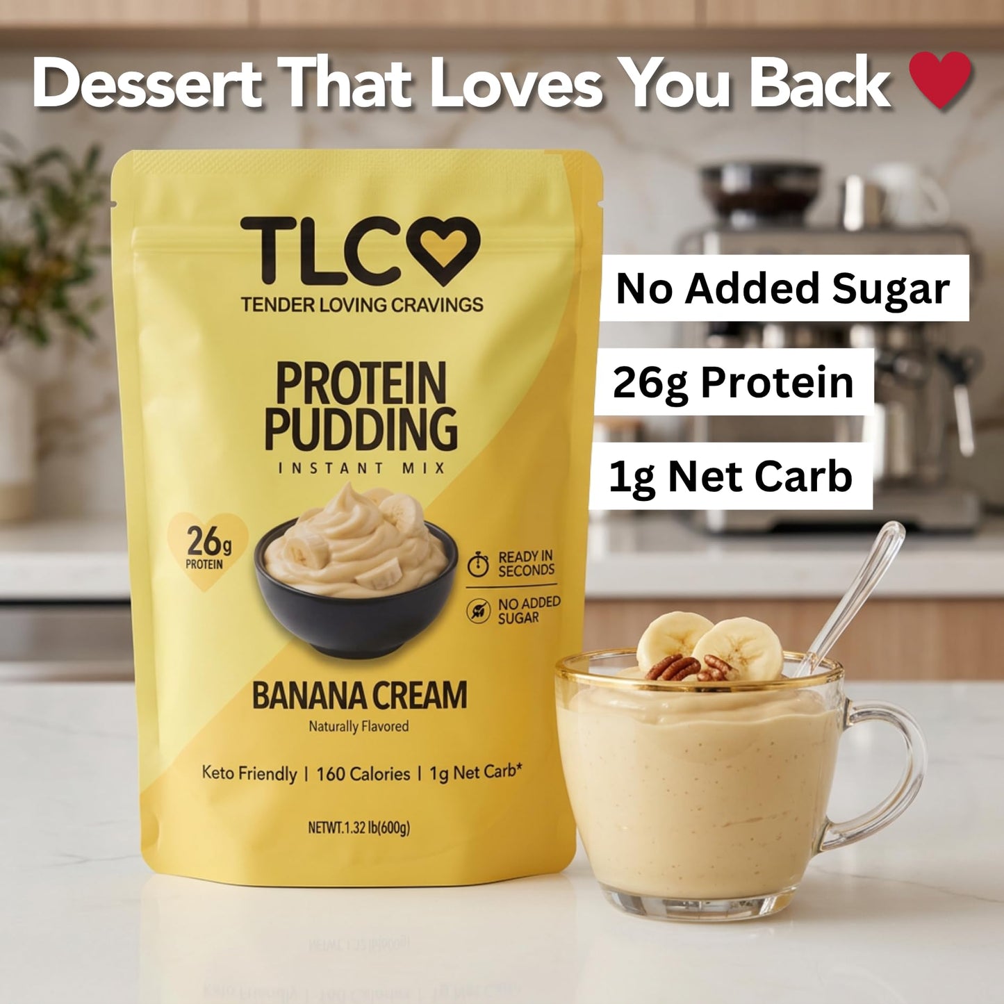 TLC Protein Pudding Instant Mix Banana Cream 21.12