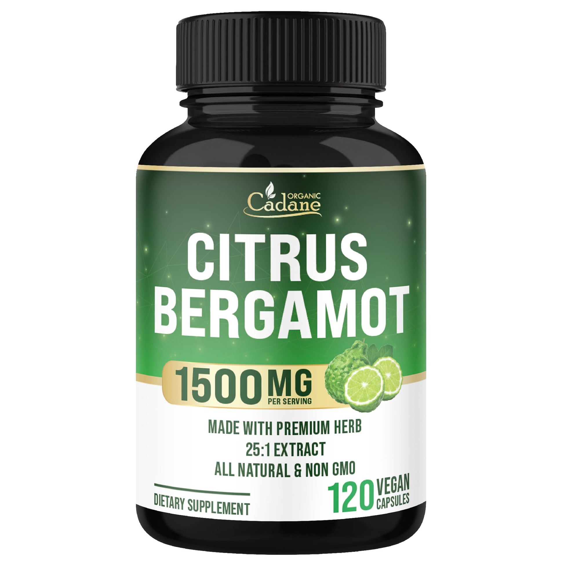 Organic Cadane Citrus Bergamot Supplement 120 Capsules