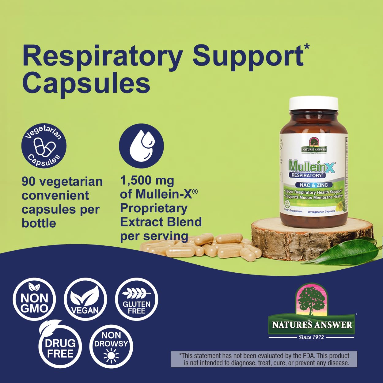 Nature's Answer MulleinX Respiratory, NAC & Zinc 90 Capsules