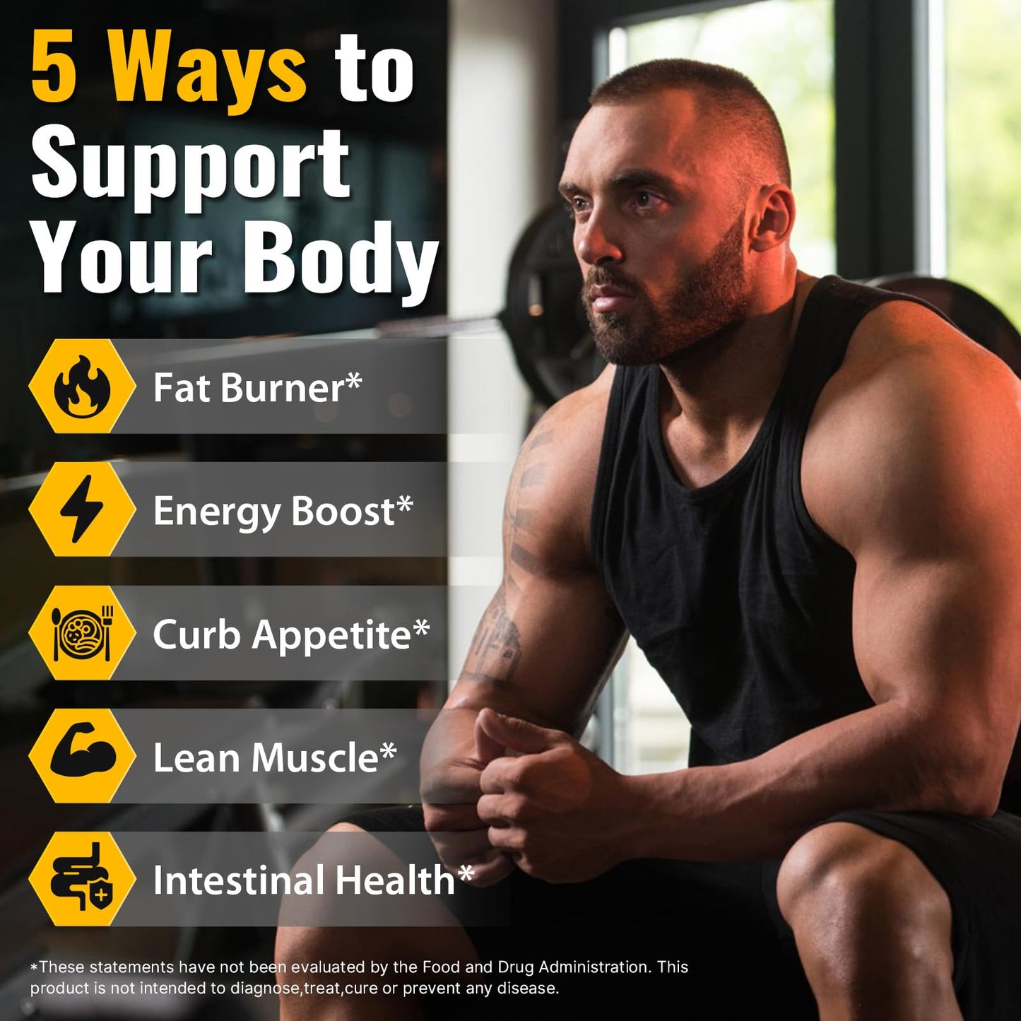 Niewoue Thermogenic Fat Burner for Men, Premium Appetite Suppressant for Weight Loss, Energy & Metabolism Support with Green Tea Extracts, Cayenne Pepper, Caffeine Free Capsules, 90 Count