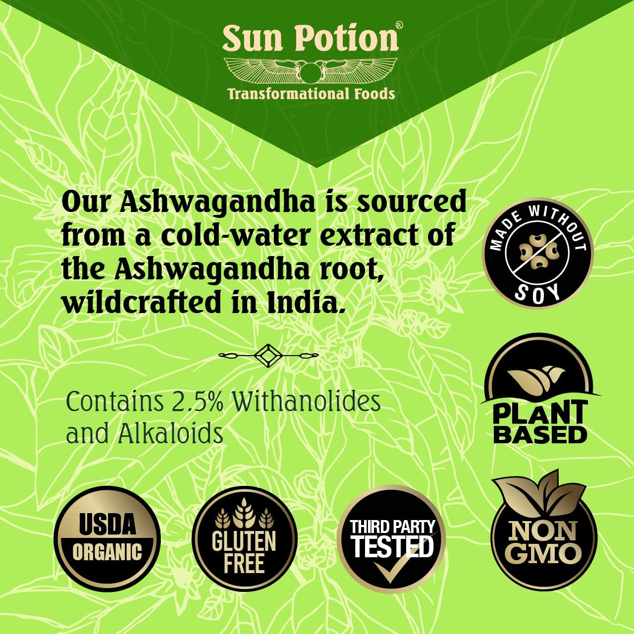 Sun Potion Ashwagandha Root Extract Powder 3.9 Ounce