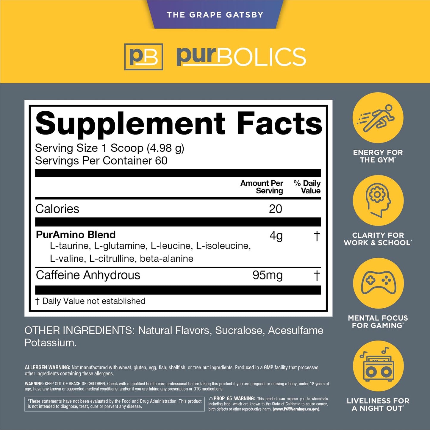 Purbolics Aminos + Energy Powder 298.8