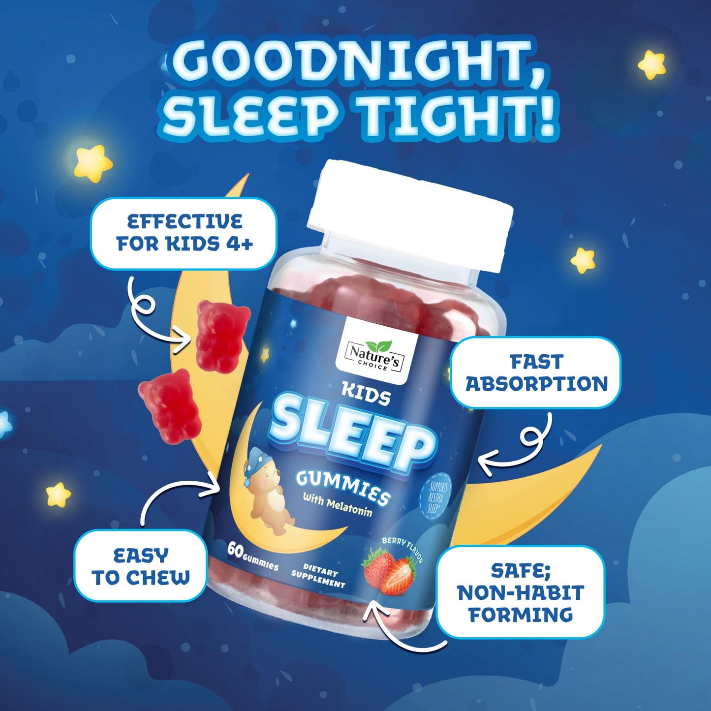 Nature's Choice Kids Melatonin Gummies 60 Count