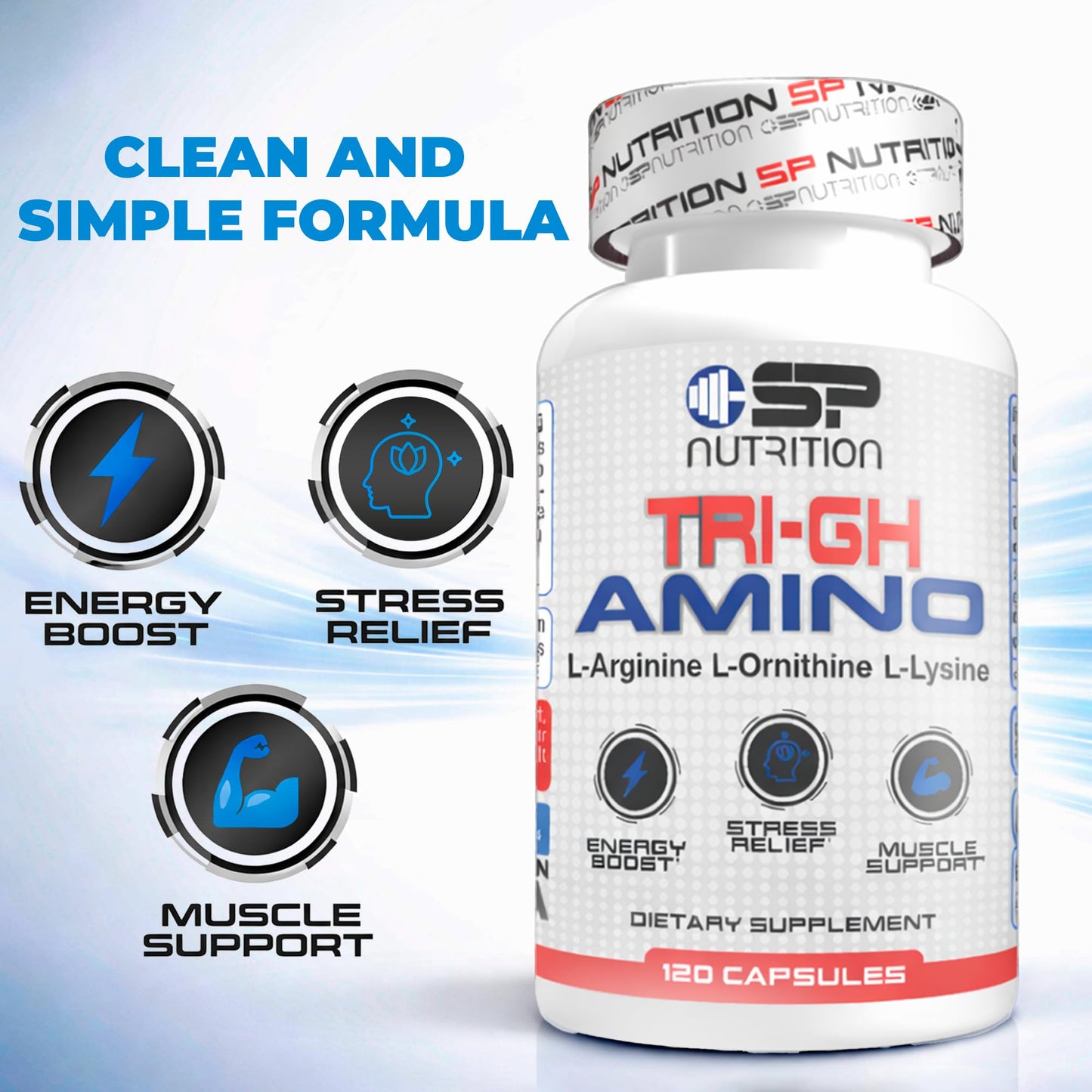 S Nutrition Tri-GH Amino Complex L-Arginine L-Ornithine L-Lysine Capsule 90 Count