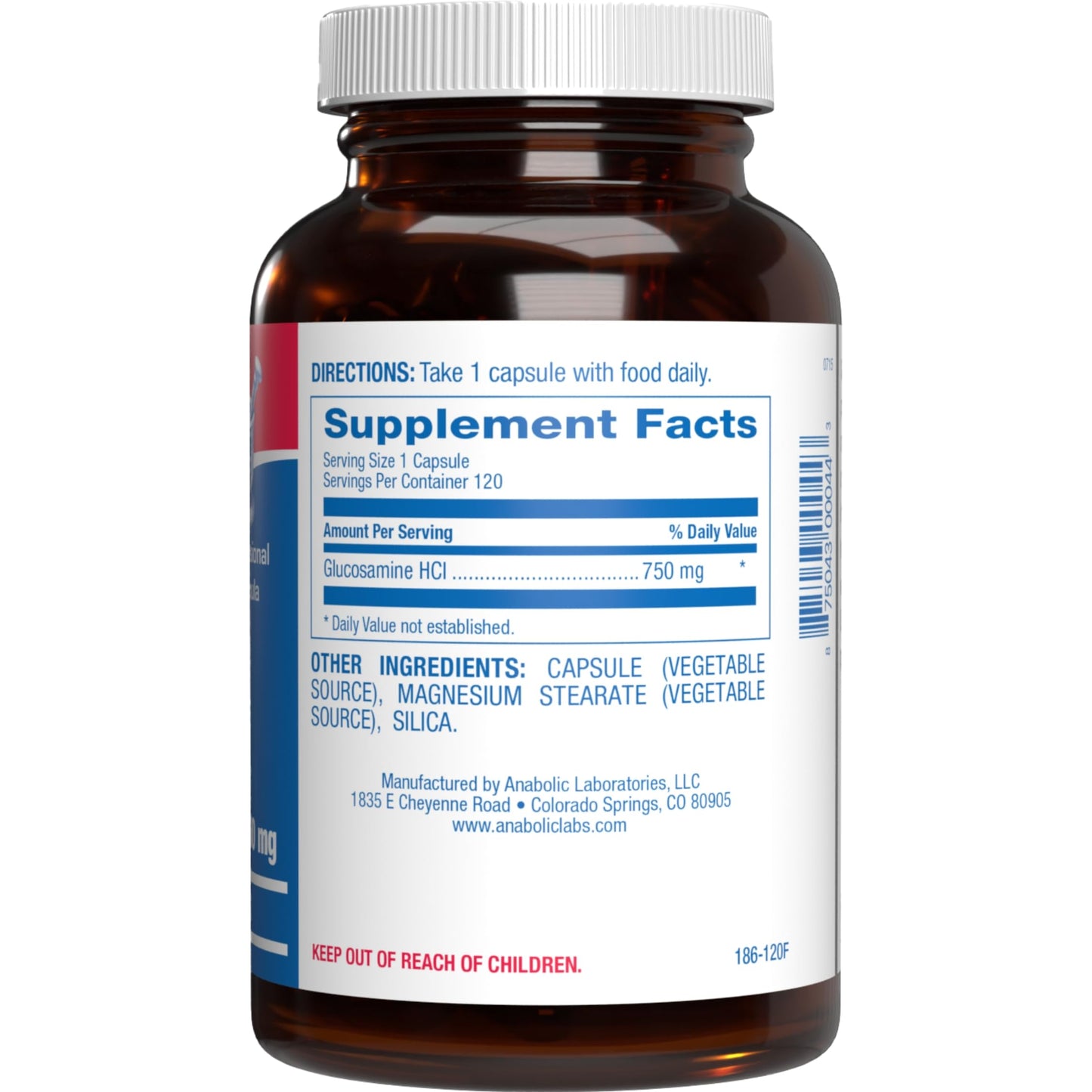 Anabolic Laboratories Vegan Glucosamine Joint Health Supplement Capsule, 120 Capsules