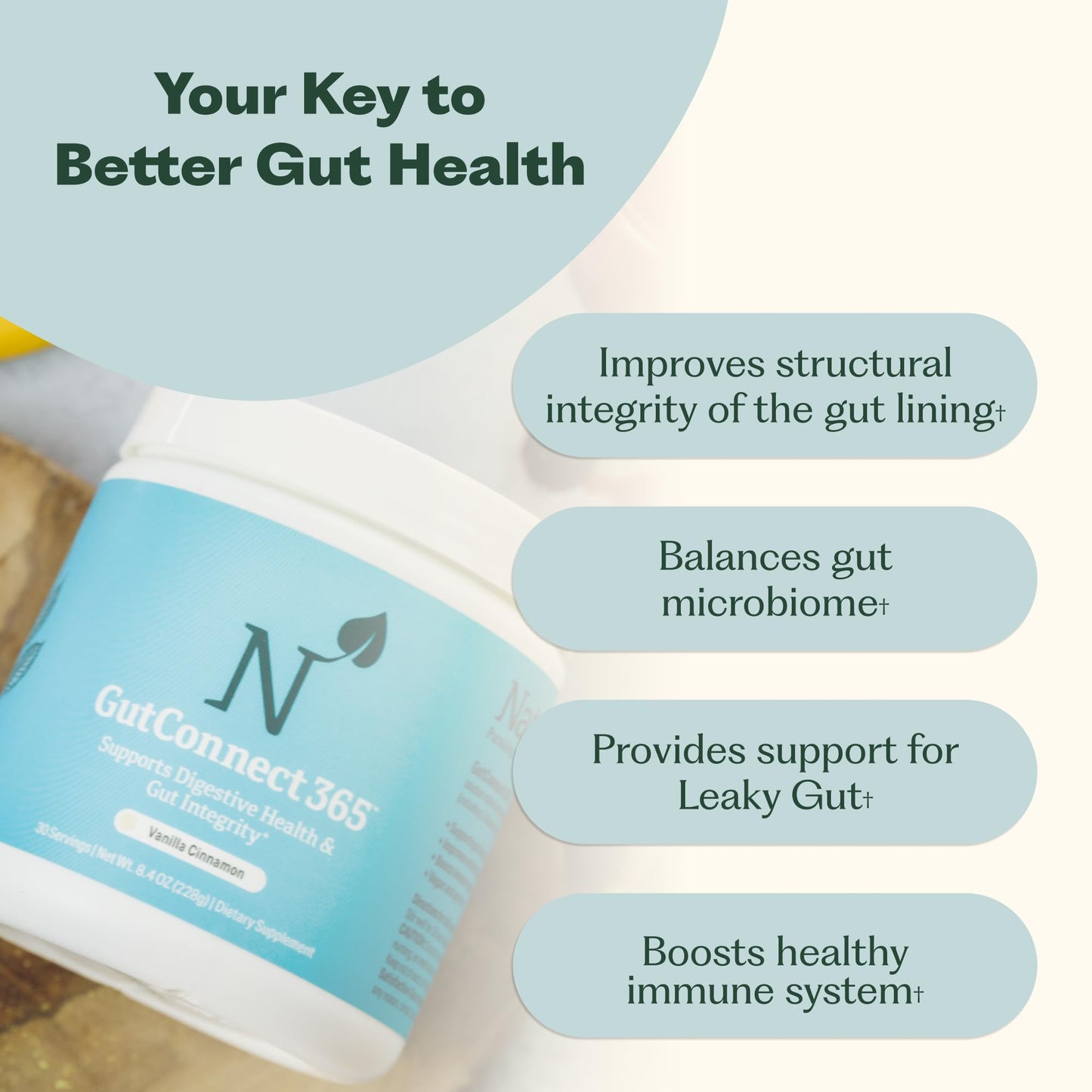 Nature M.D. GutConnect 365 – Chocolate Coconut Powder 8.5 Ounce