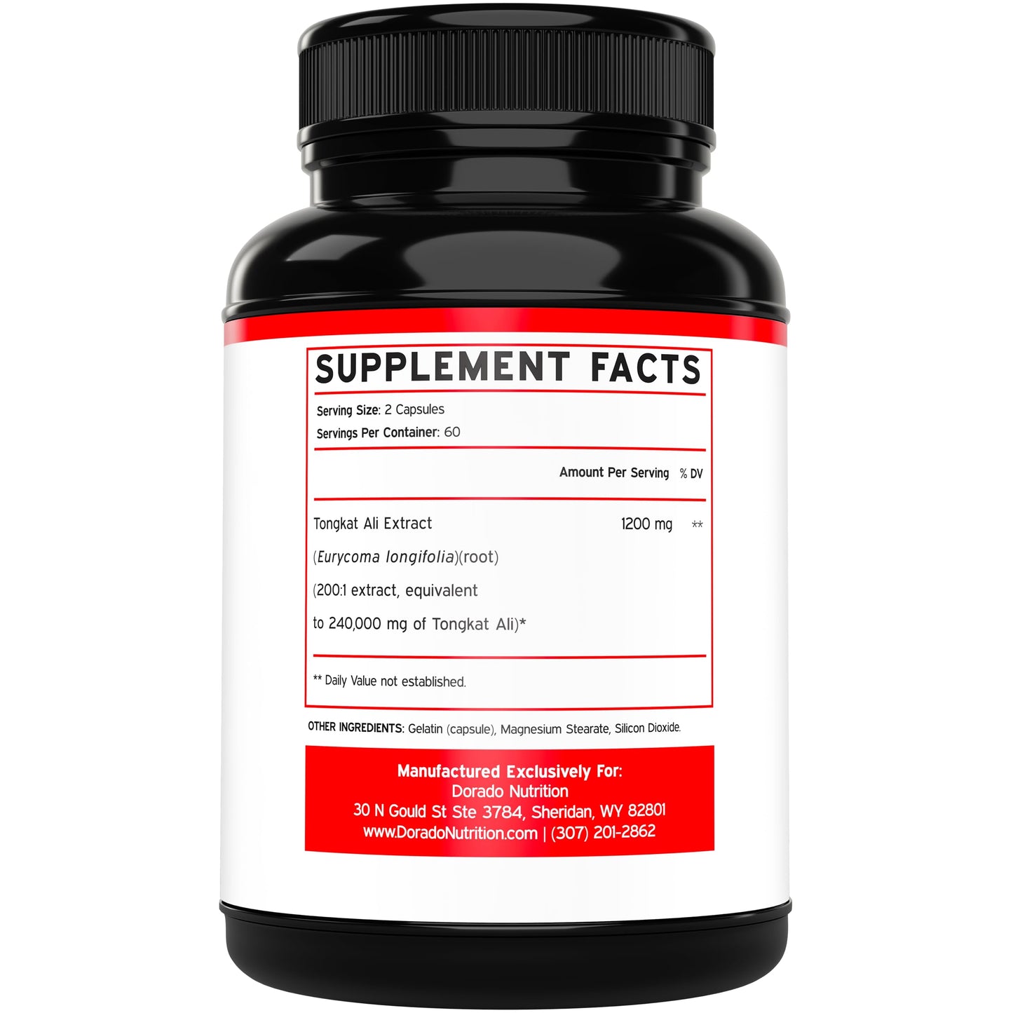 Dorado Nutrition Tongkat Ali For Men 1200mg (200 to 1 Extract) 120 Capsules