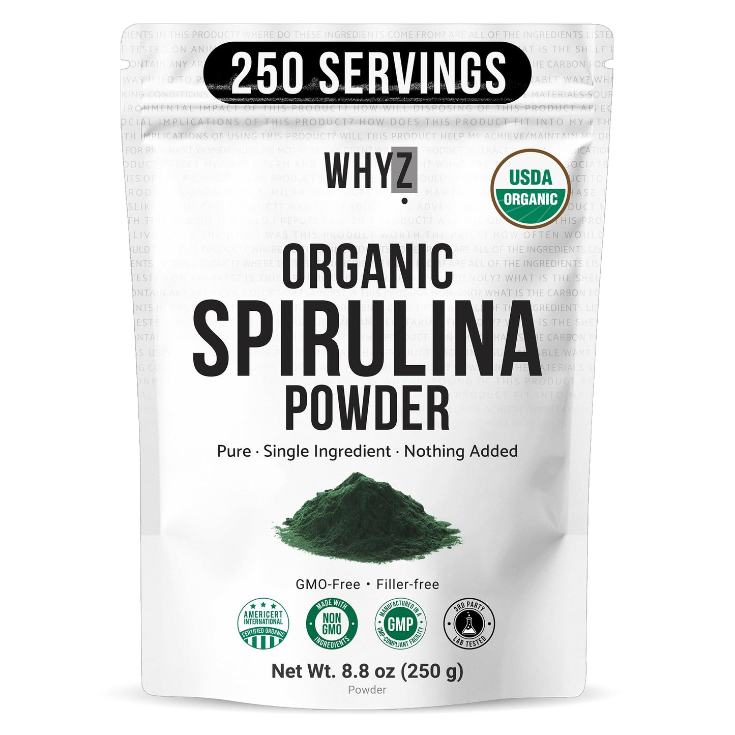 WHYZ Organic Spirulina Powder 8.8 oz