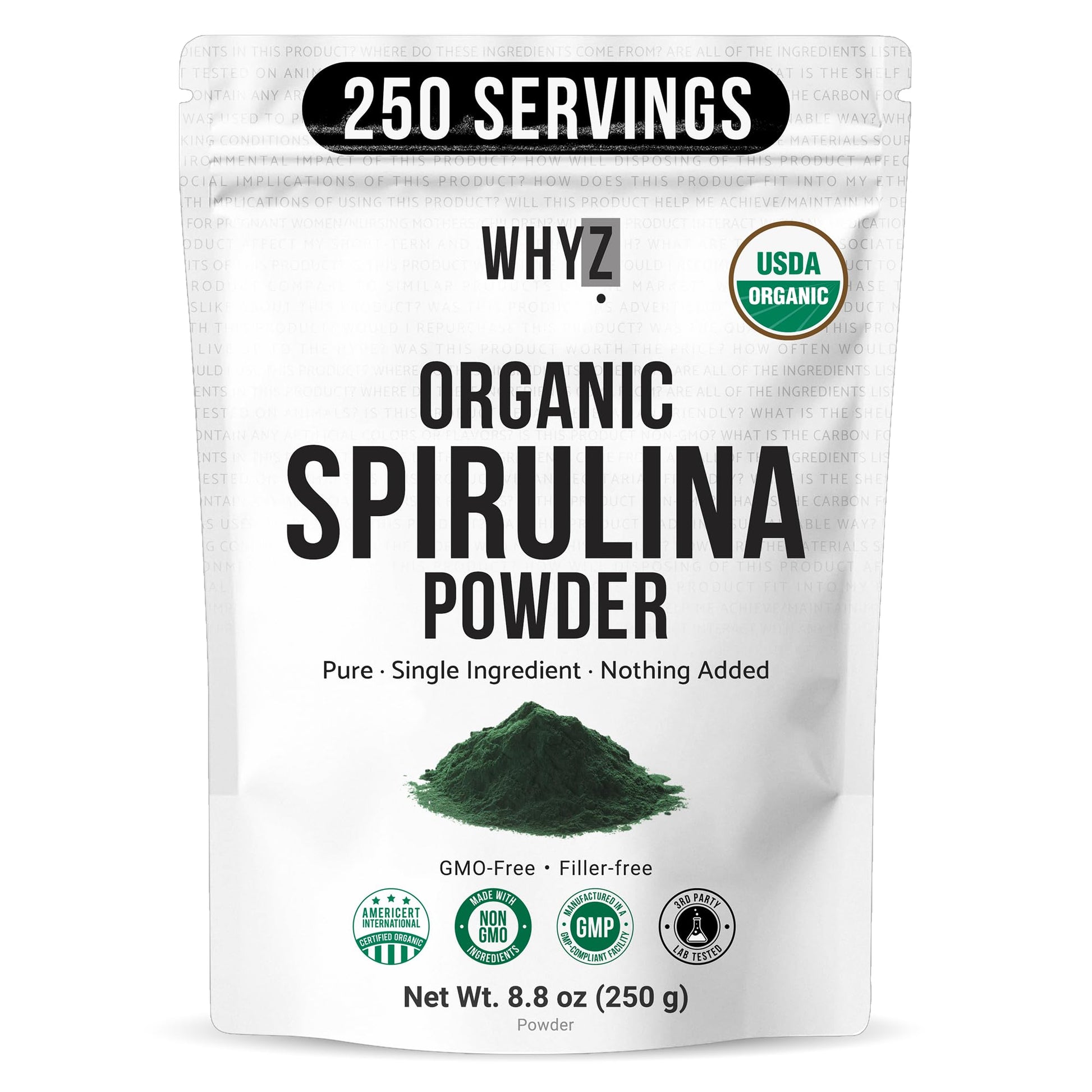 WHYZ Organic Spirulina Powder 8.8 oz