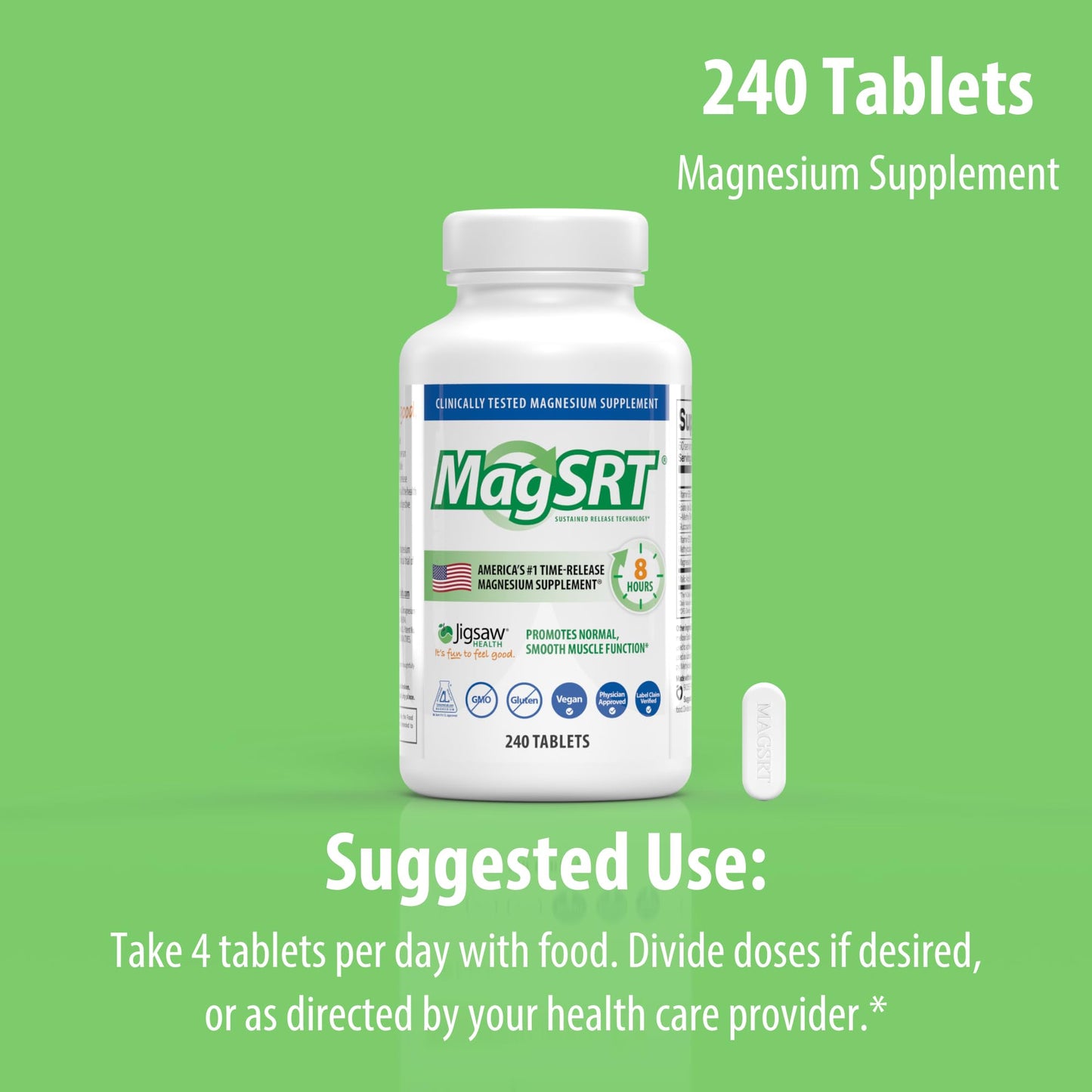 Jigsaw Health MagSRT Magnesium Tablet Bundle with Potassium Cocktail (Orange), 240 Tablets and 60 Servings Packets