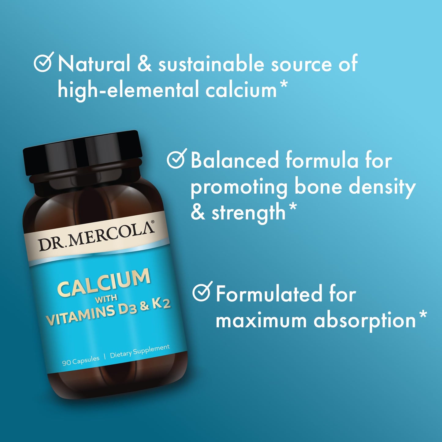 Dr. Mercola Calcium with Vitamins D3 & K2 90 Capsules