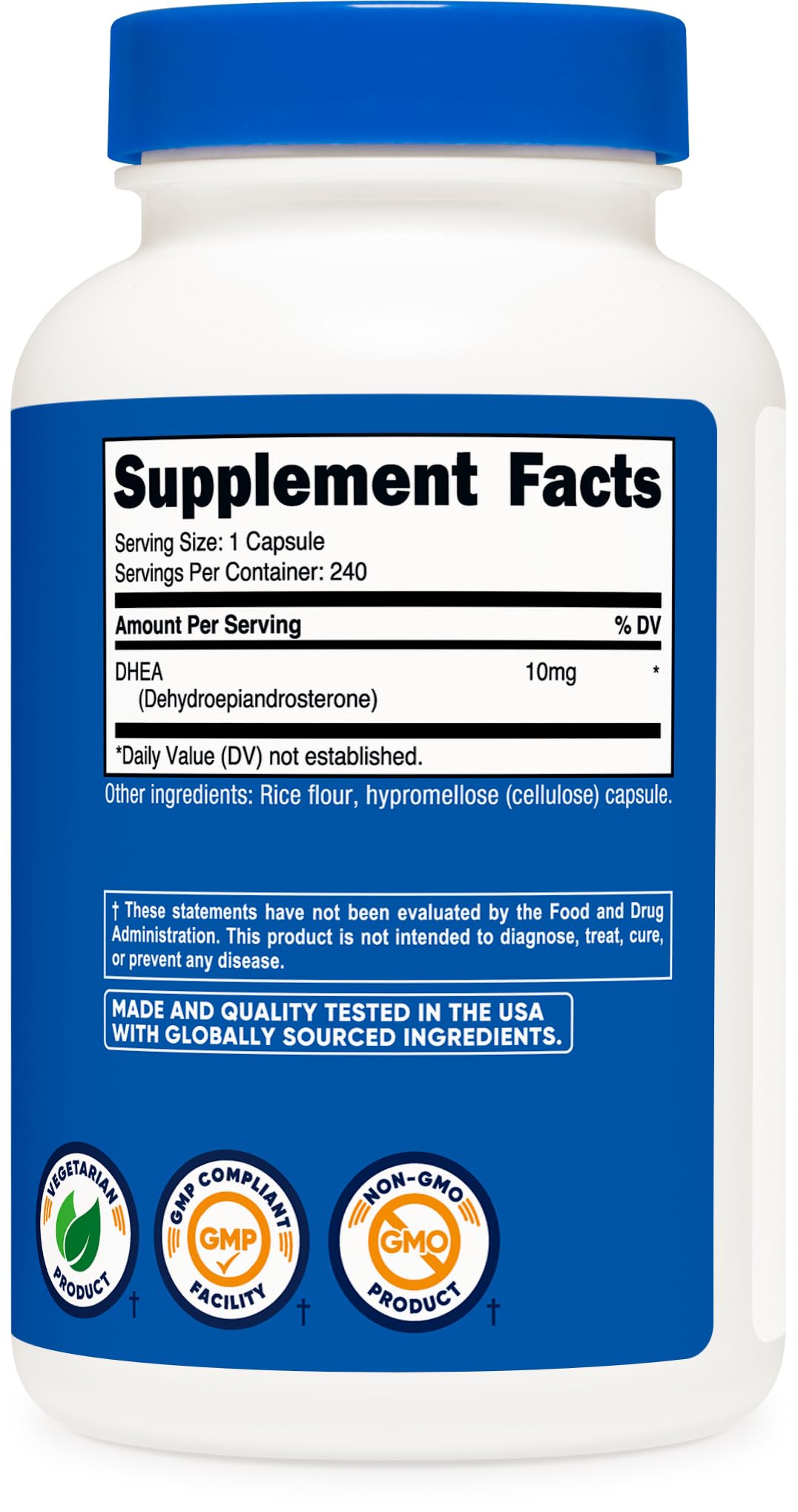 Nutricost DHEA 10mg Capsule, 240 Capsules