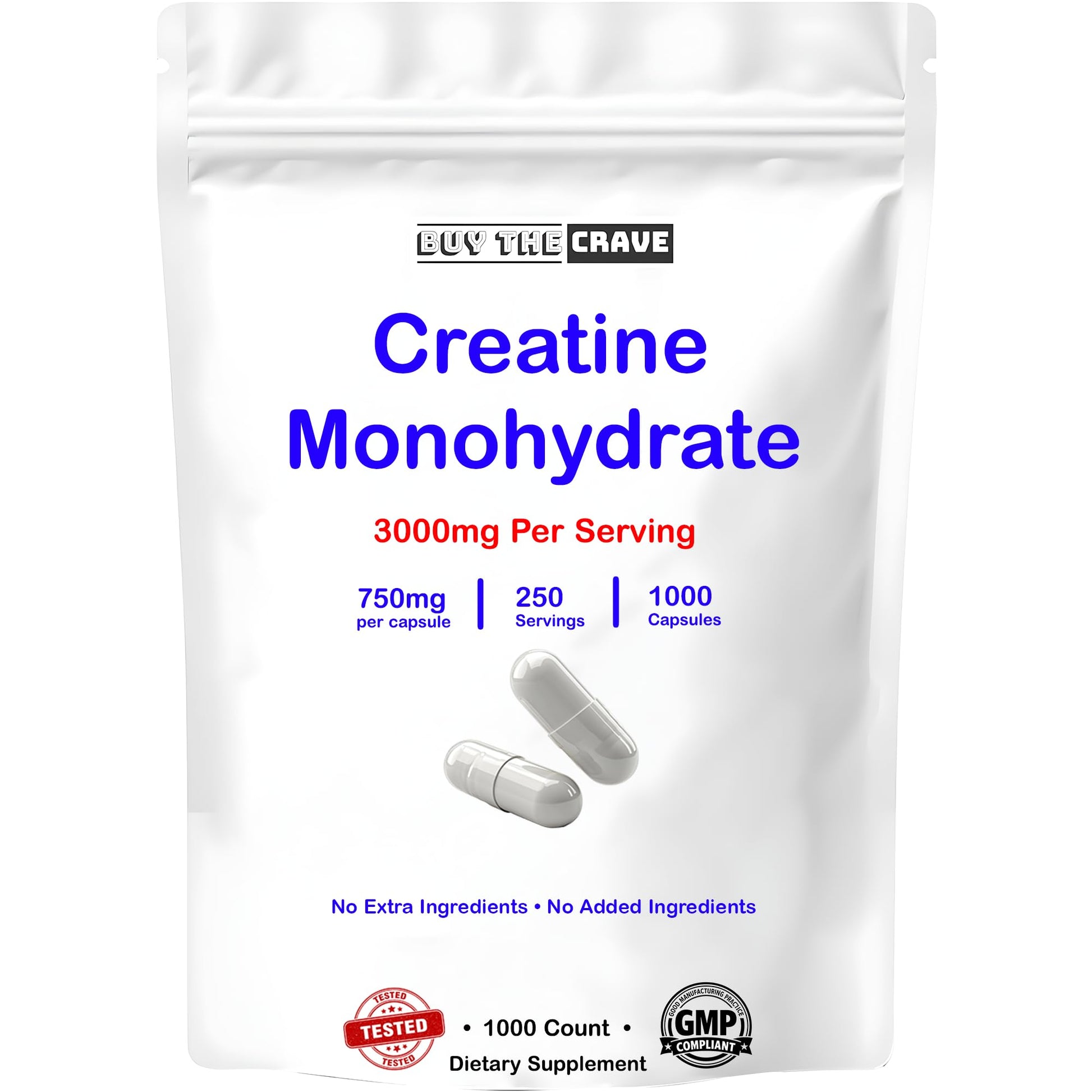 BUY THE CRAVE Micronized Creatine Monohydrate Capsules 1000 Capsules