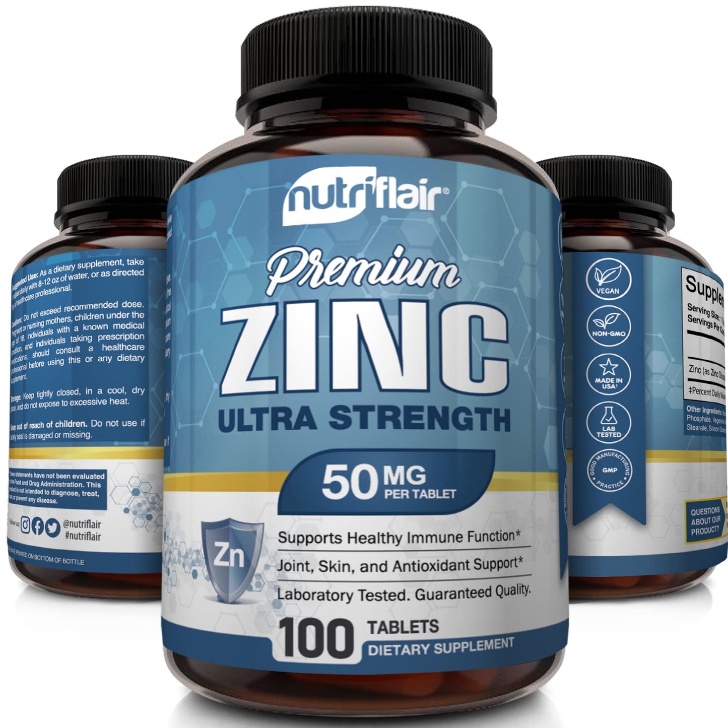 NutriFlair Zinc Gluconate 50mg Capsule, 100 Count