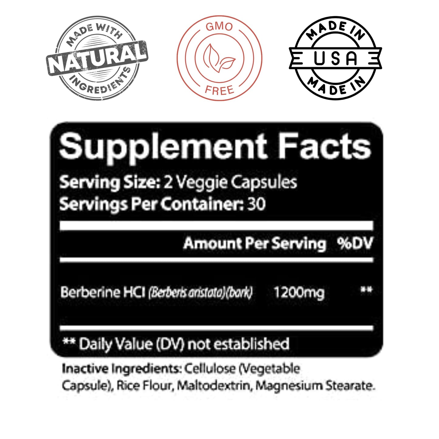 Kaya Naturals Berberine HCL Extract 1200mg Capsule, 60 Count