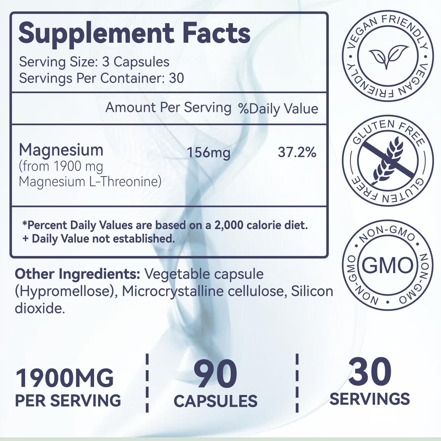 DIATMOON Magnesium L-Threonine High Absorption Magnesium Supplement Capsules, 90 Count