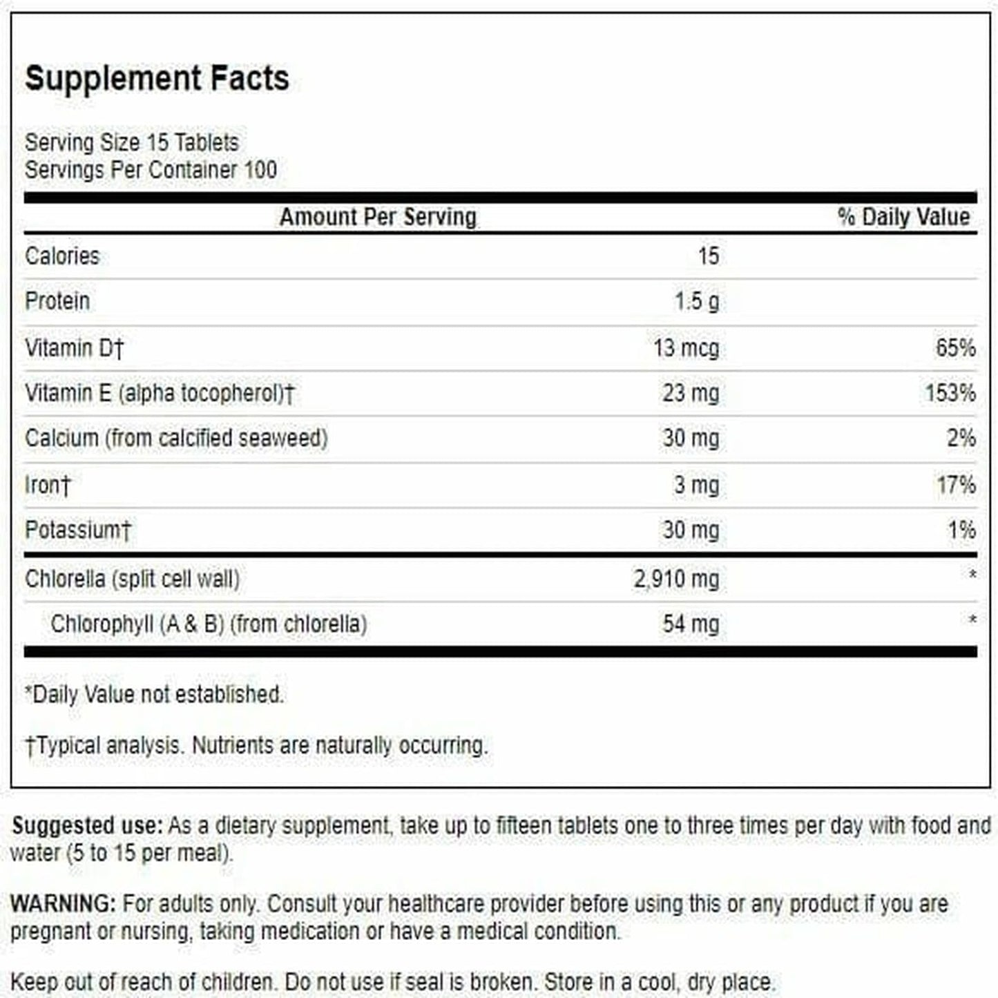 Swanson Chlorella Tablets 1500