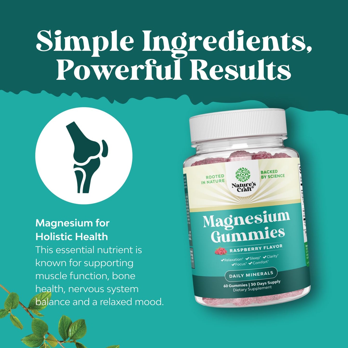 Natures Craft Extra Strength Calm Magnesium for Adults 60 Gummies