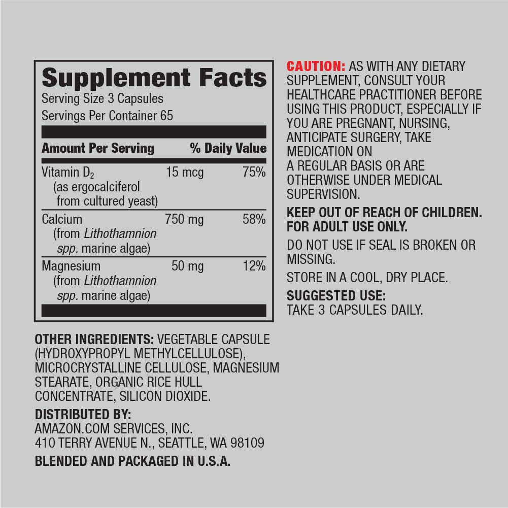 Amazon Elements Calcium Complex with Vitamin D Capsules, 390 Capsules