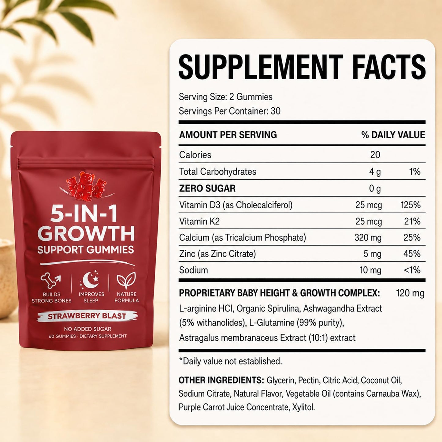 DXWXH 5 in 1 Growth Gummies, 60 Gummies