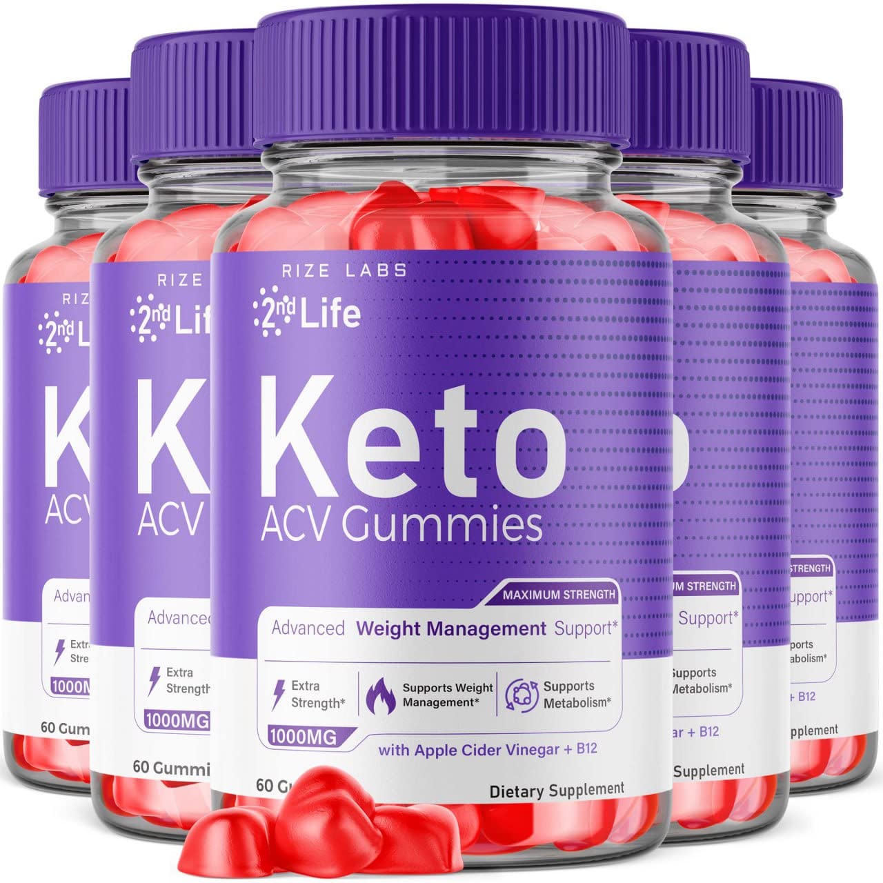 Rize Labs 2nd Life Keto ACV Gummies, 300 Gummies