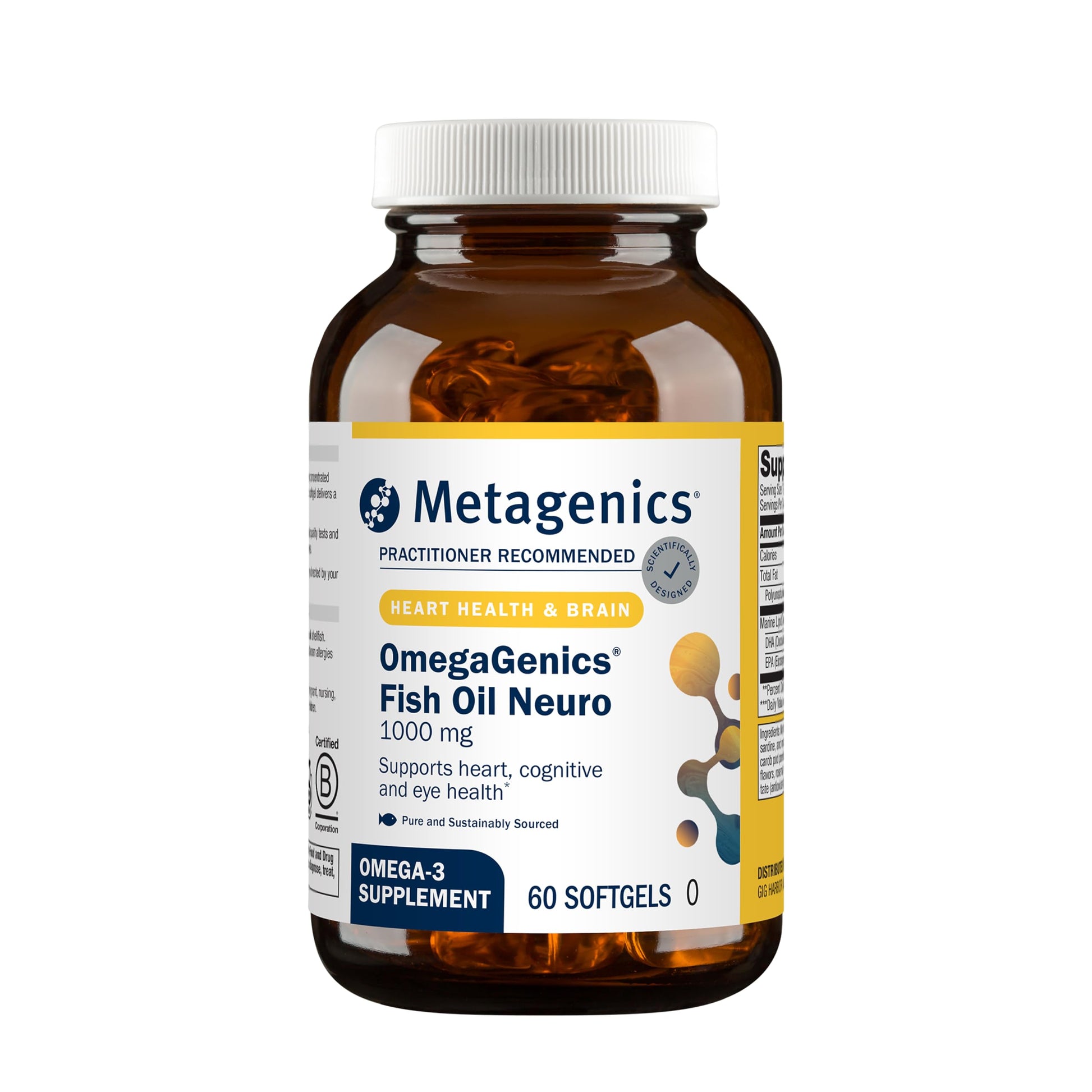 Metagenics OmegaGenics Fish Oil Neuro 1000 mg Omega Supplement for Brain Health & Function Softgels, 60 Count