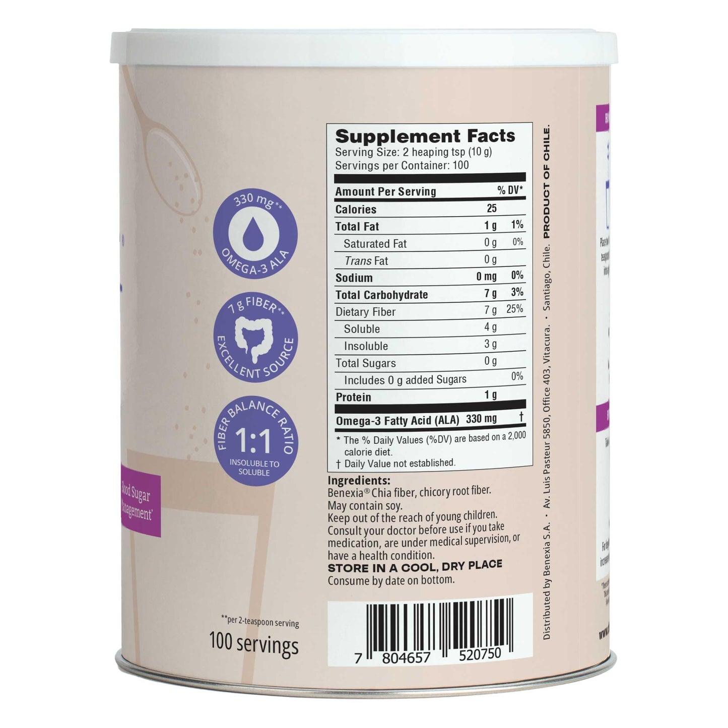 BENEXIA Chiamucil Prebiotic Chia Fiber Powder & Inulin, 36.7