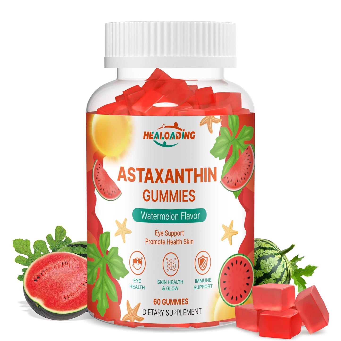 HEALOADING Astaxanthin 12mg Gummies, 60 Count