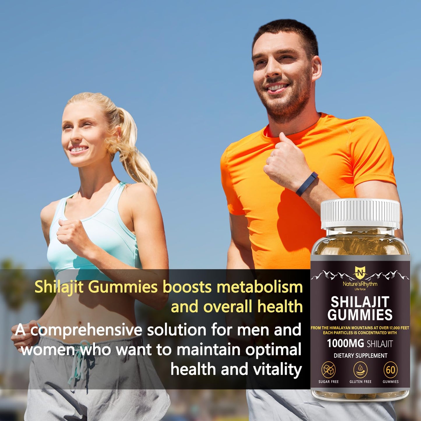 Nature'sRhythm Shilajit Gummies 1000mg with Fulvic Acid, 60 Gummies