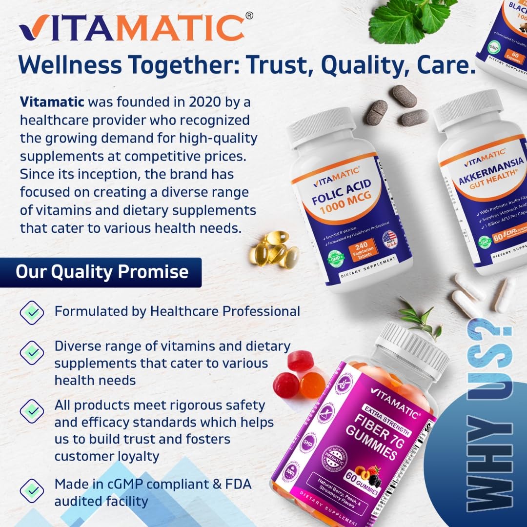 Vitamatic Folic Acid 1000 mcg (1 mg) Tablets, 480 Tablets
