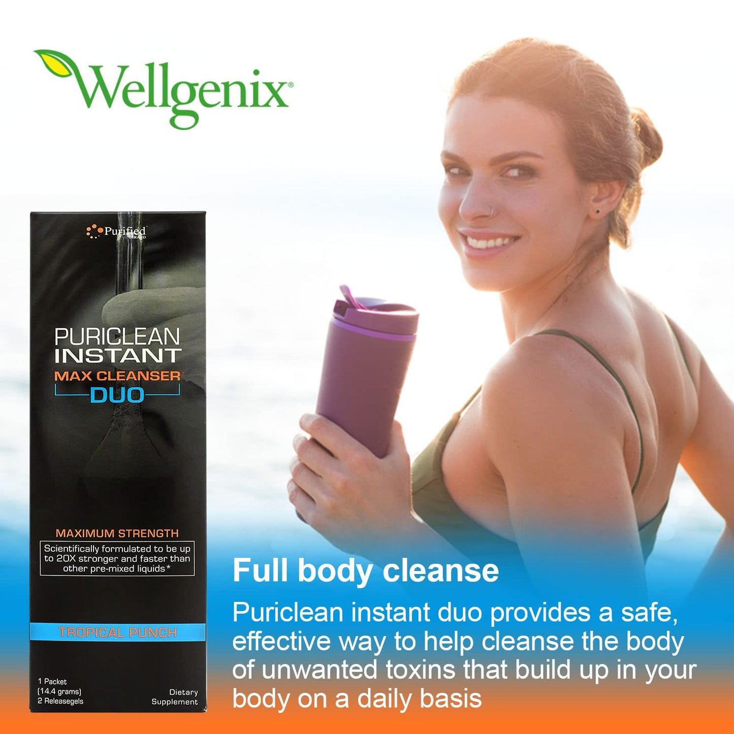 Wellgenix Puriclean Instant Max Cleanser Duo Powder & Softgels, 1 Packet