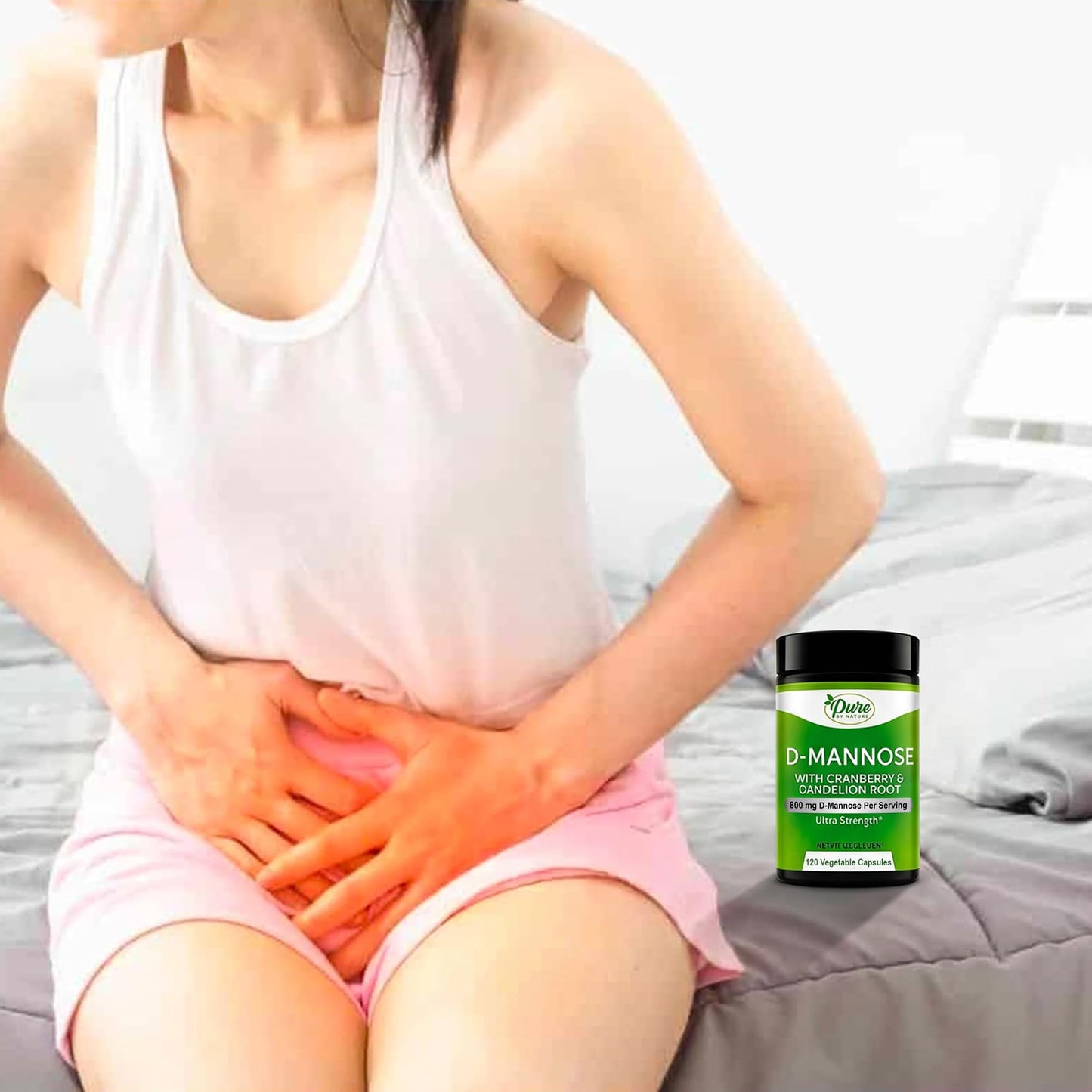 Pure By Nature D-Mannose Cranberry Capsules 800mg Per Serving, 120 Vegan Capsules