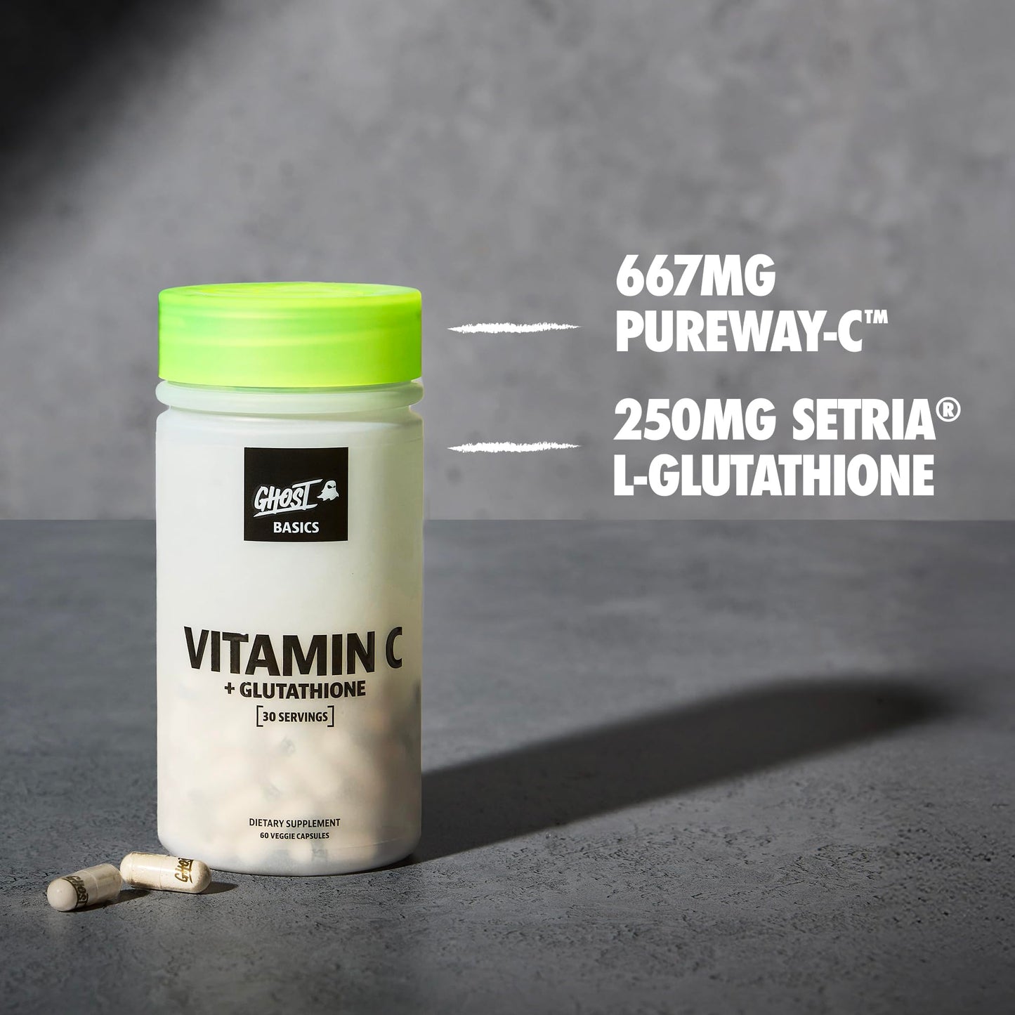 GHOST Basics Vitamin C + Glutathione Supplement Capsule 60 Capsules