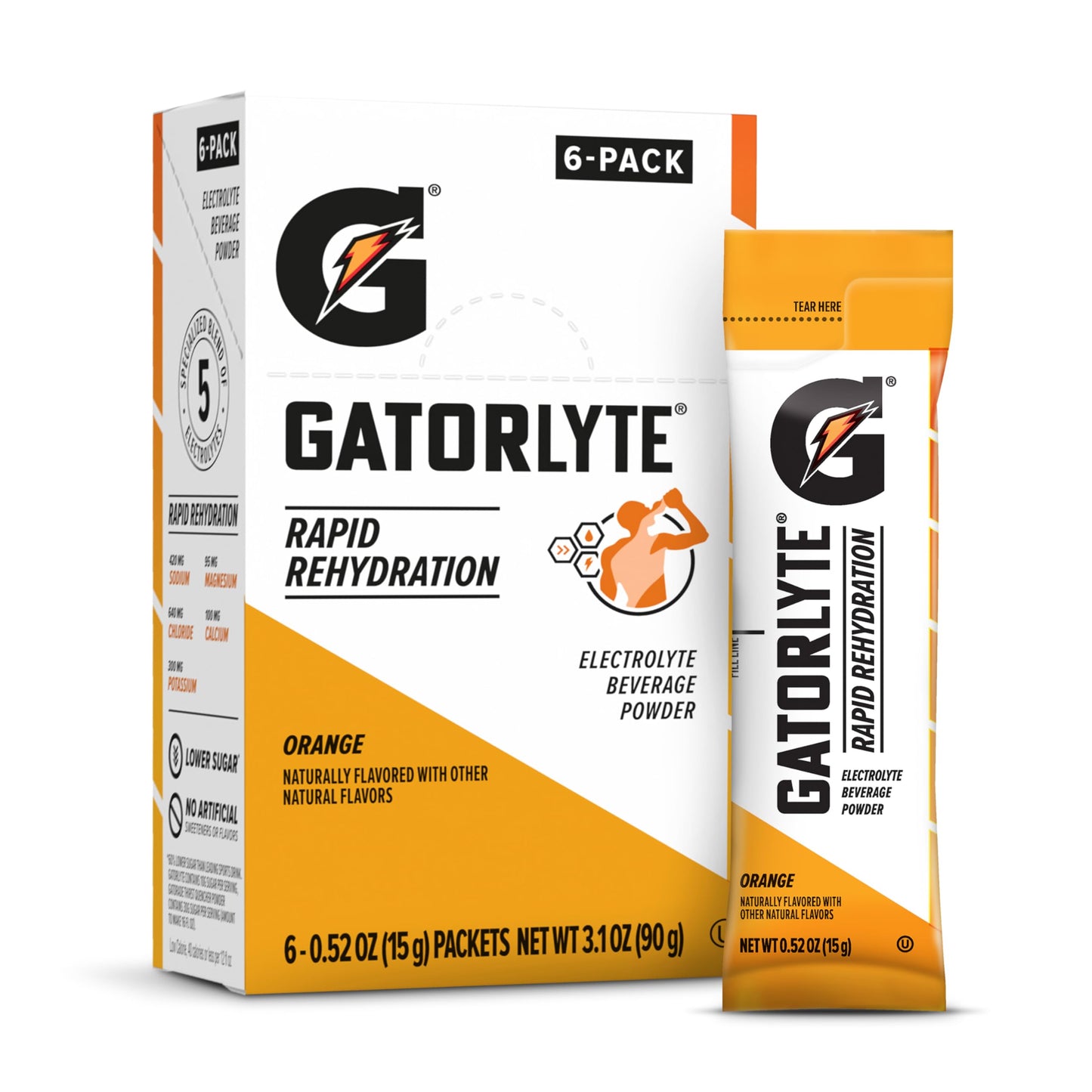 Gatorlyte Powder Orange, 6 Pack