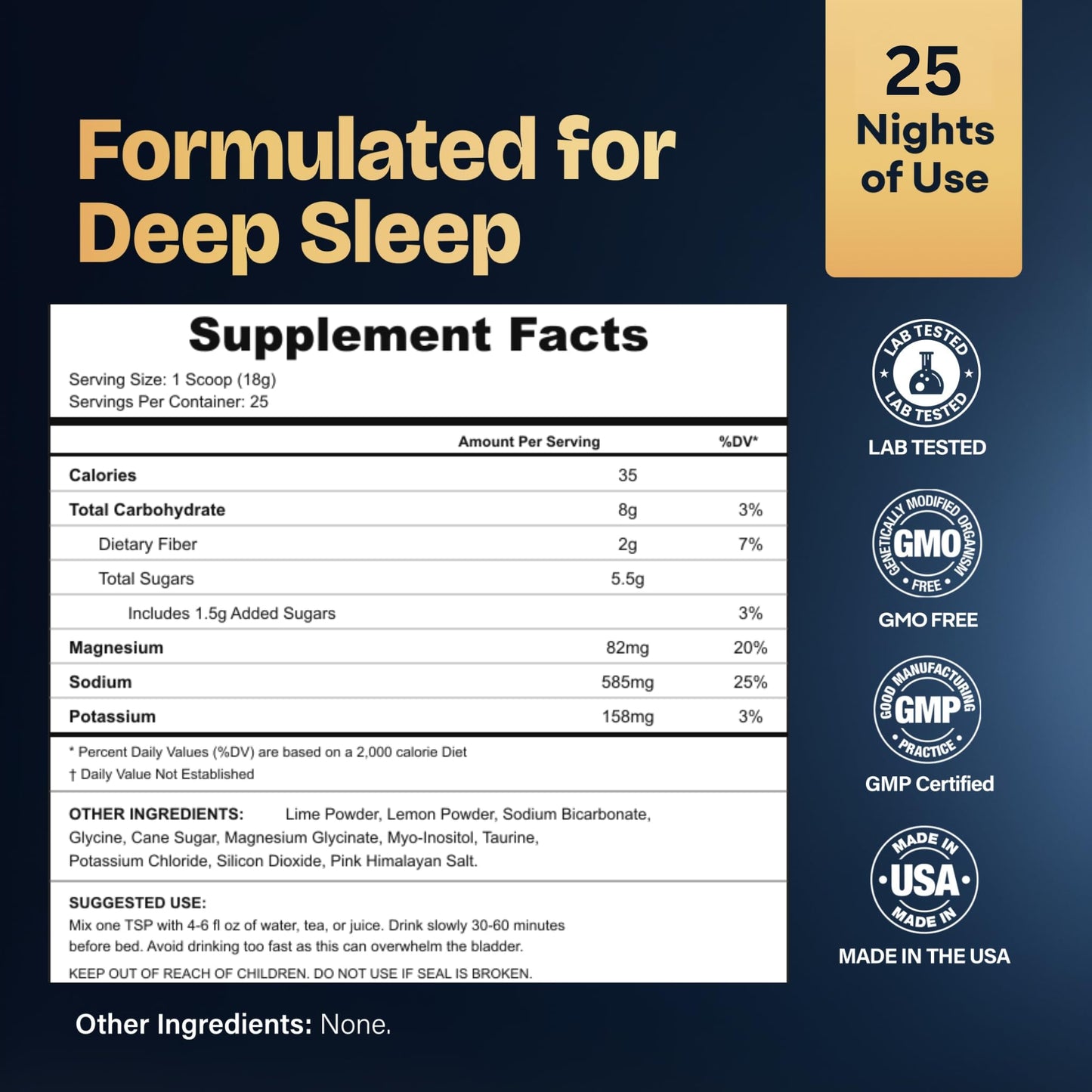 Nocturna Sleep 9 Formula with Glycine + Myo-Inositol Powder 25 Servings