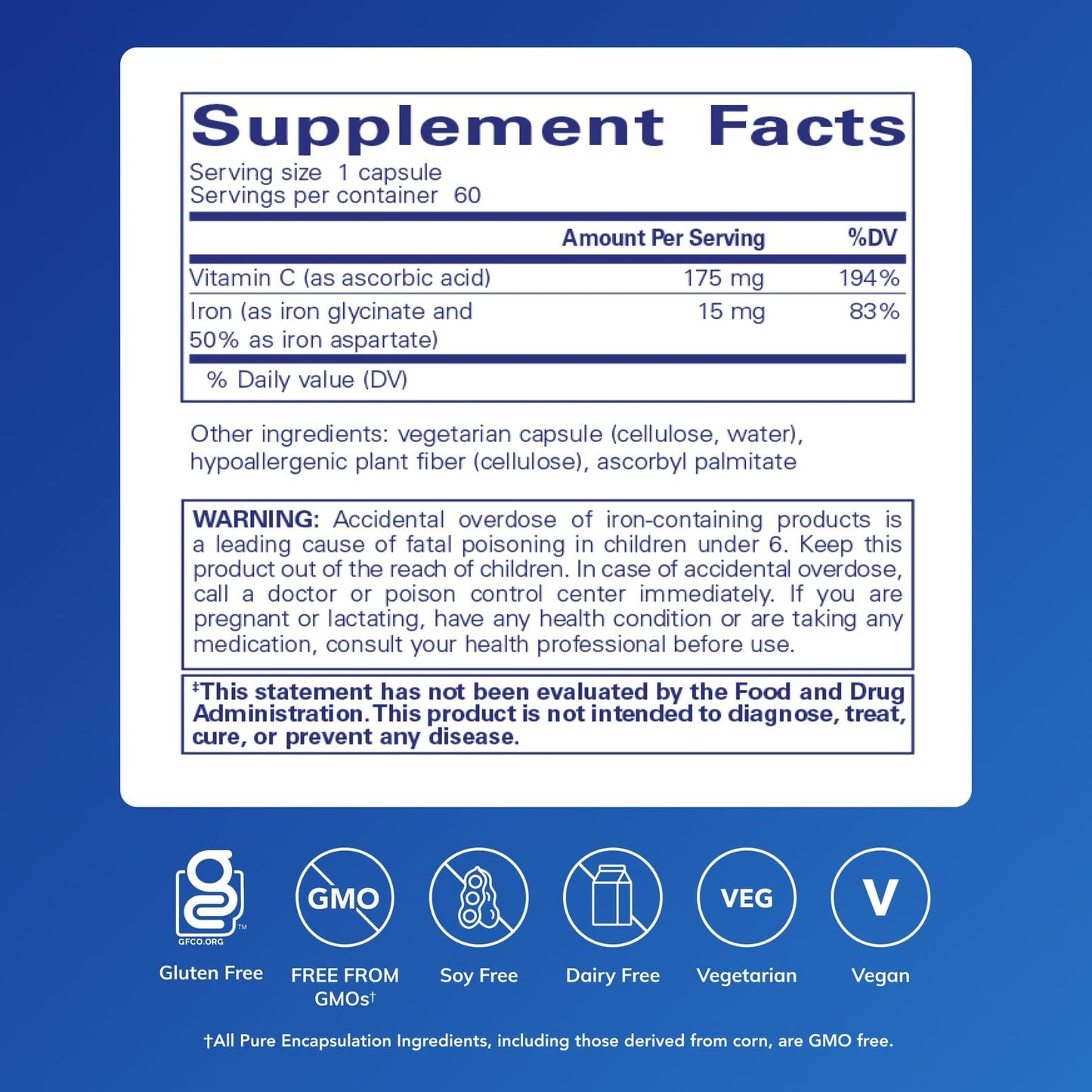 Pure Encapsulations Iron-C Capsule, 60 Capsules