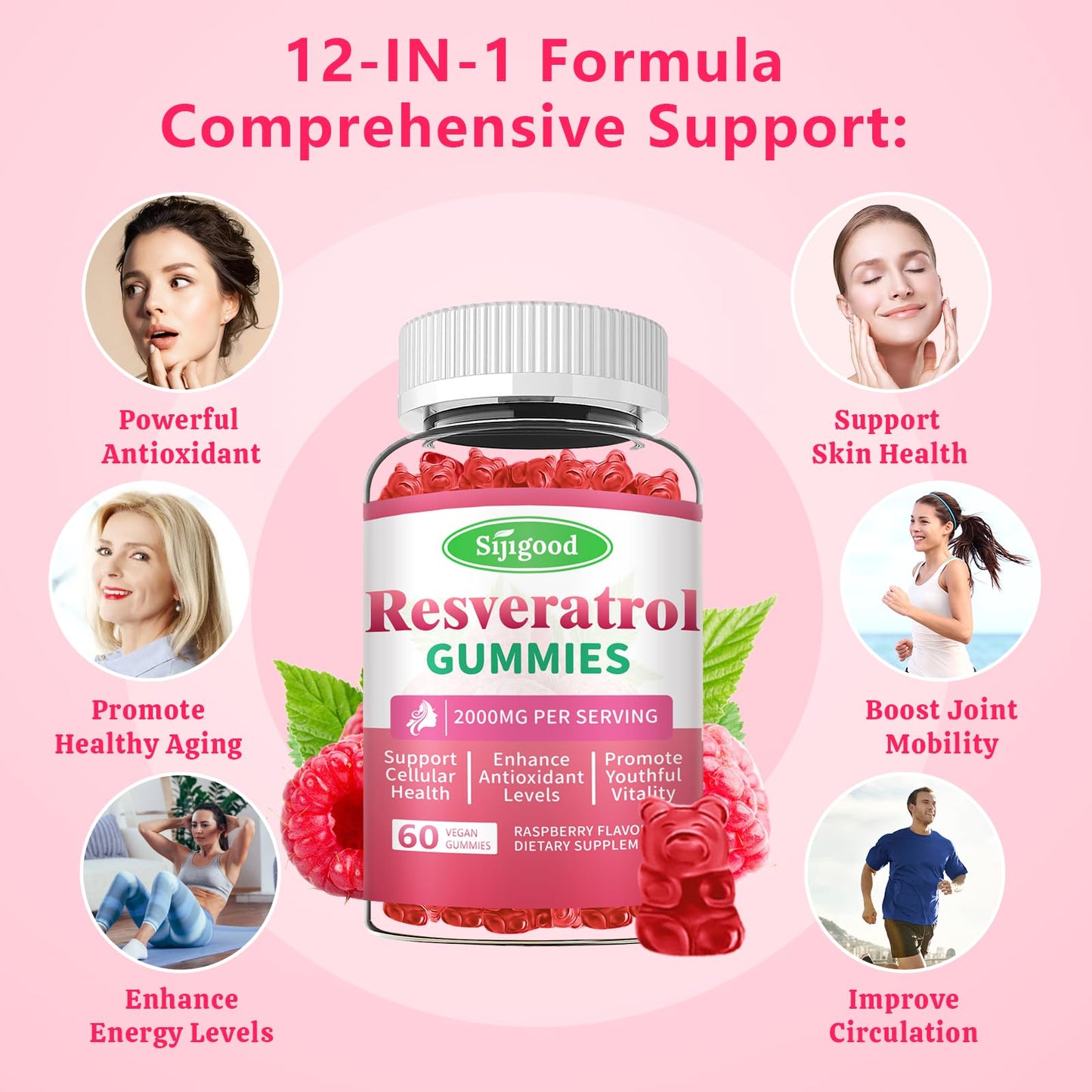 Sijigood Organic Resveratrol Gummies 60 Count