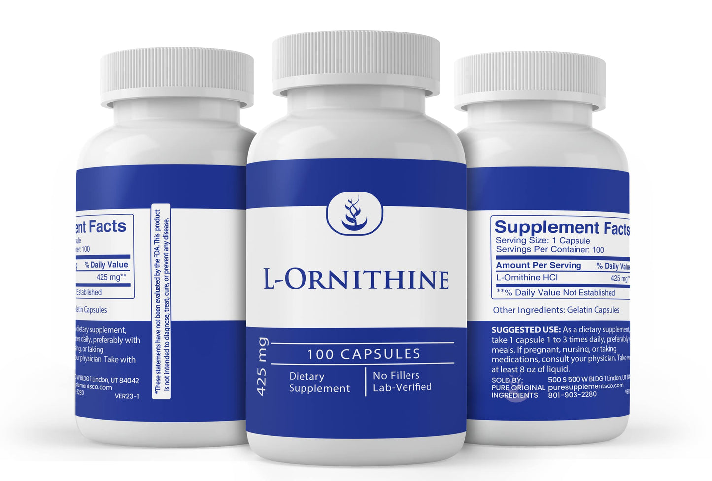 Pure Original Ingredients L-Ornithine 100 Capsules