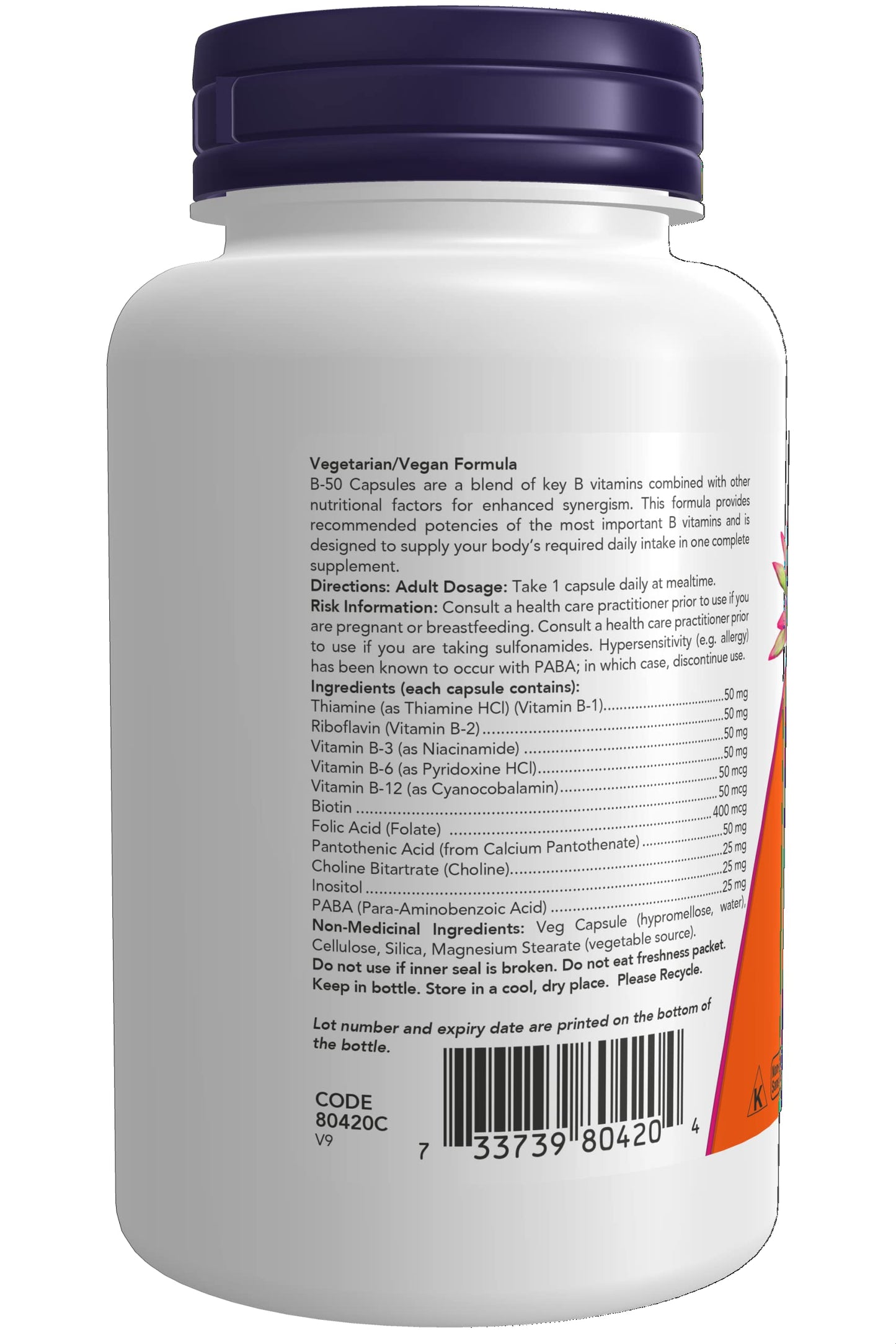NOW Foods Vitamin B-50 mg Capsules, 100 Count