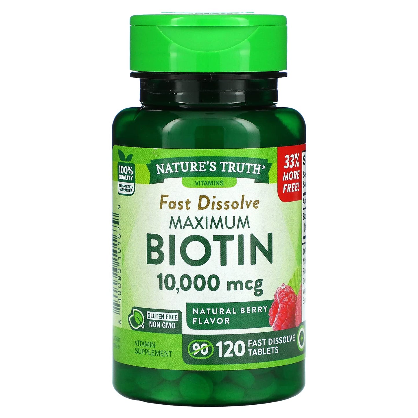 Nature's Truth Maximum Biotin 10,000 mg Fast Dissolve Tabs Berry 240 Tablets