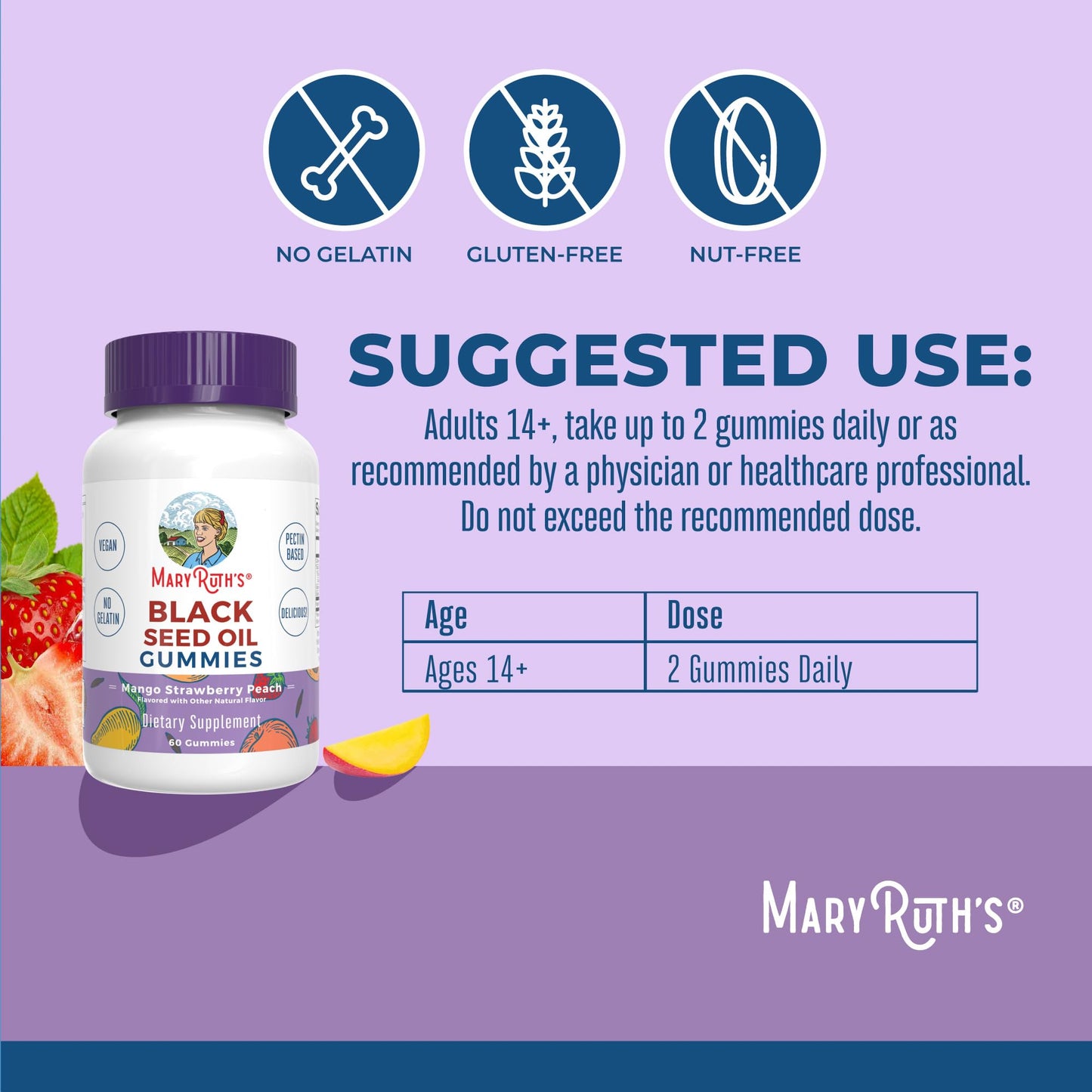 MARYRUTH'S Organics Black Seed Oil Gummies 60 Gummies