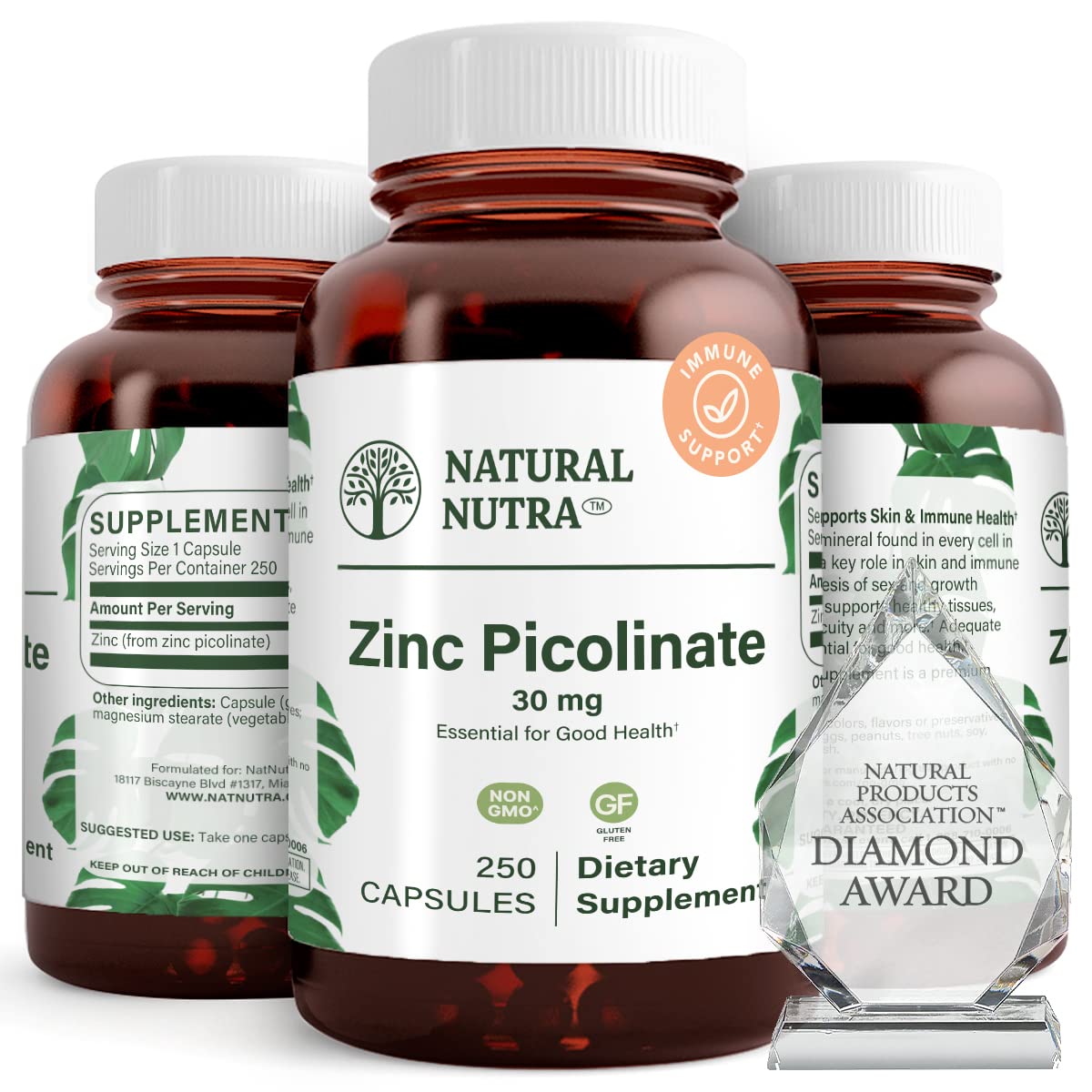 Natural Nutra Zinc Picolinate 30 mg Double Strength Capsules, 250 Count