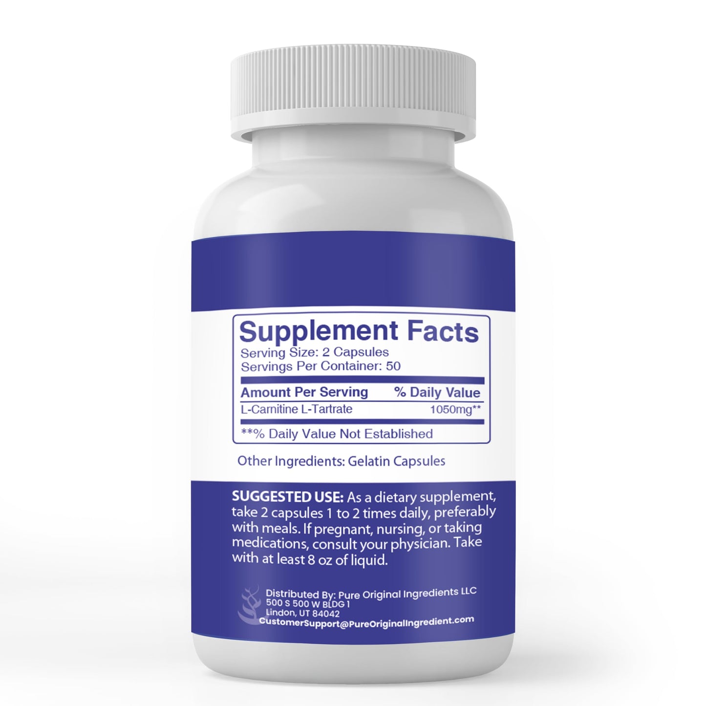 Pure Original Ingredients L-Carnitine L-Tartrate Capsule, 100 Capsules