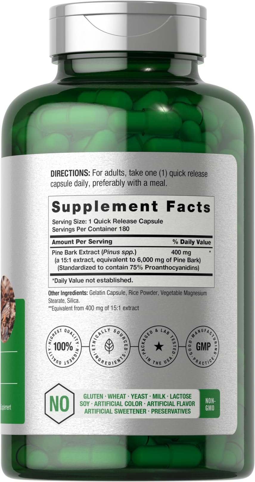 Horbäach Pine Bark Extract Capsules, 180 Capsules