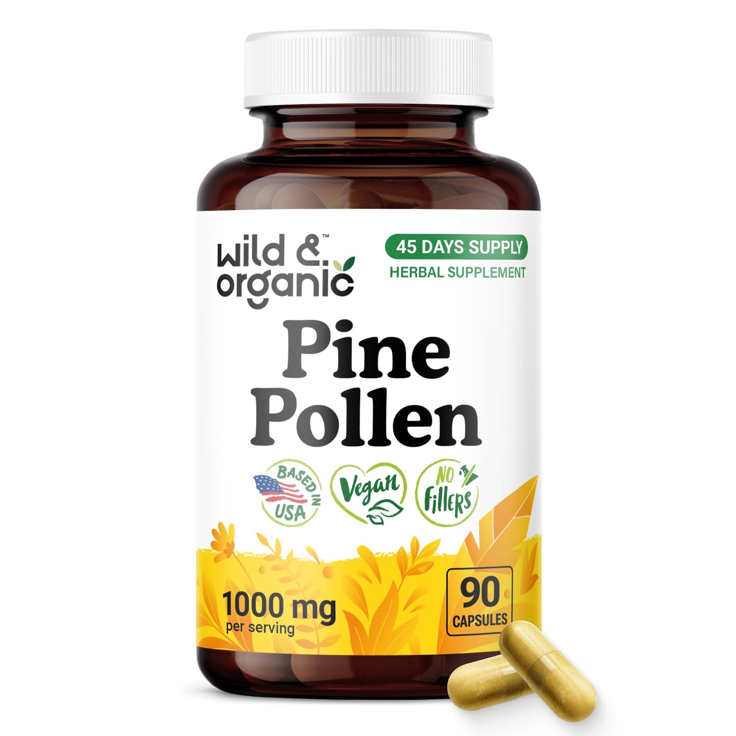 Wild & Organic Pine Pollen for Men Capsules 90 Count