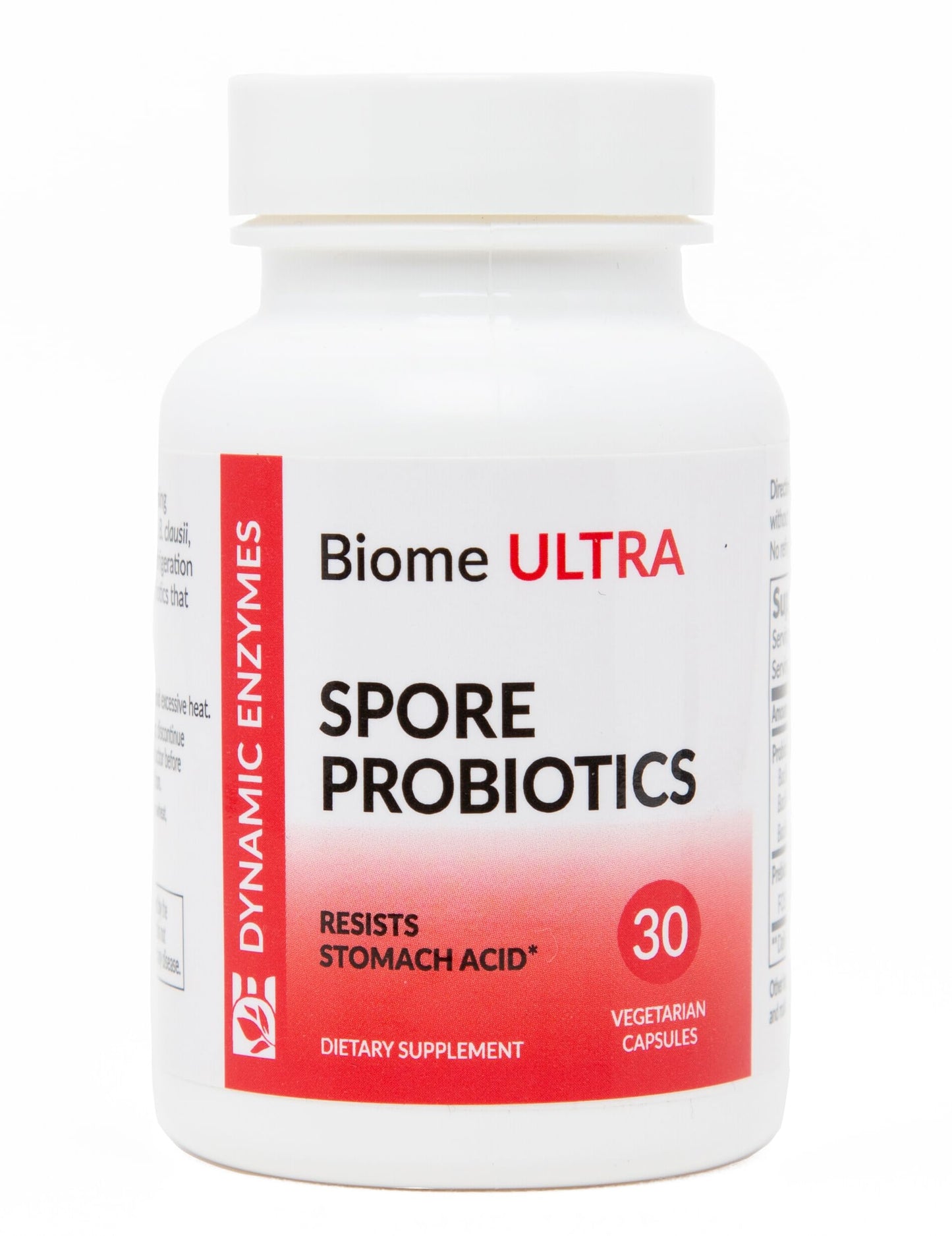 Dynamic Enzymes Biome Ultra Spore Probiotic + Prebiotic FOS (ProbioSEB CSC3) – 5 Billion CFU Per Capsule – Bacillus Coagulans, Subtilis & Clausii – Shelf-Stable Daily Probiotic for Gut & Microbiome Support, 30 Capsules
